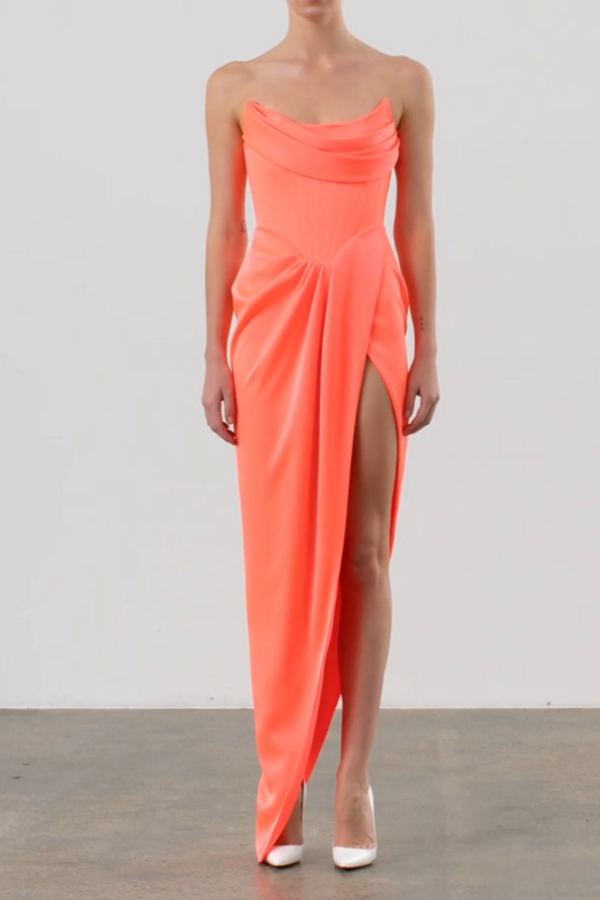 Harland Draped Satin Corset Gown - 2