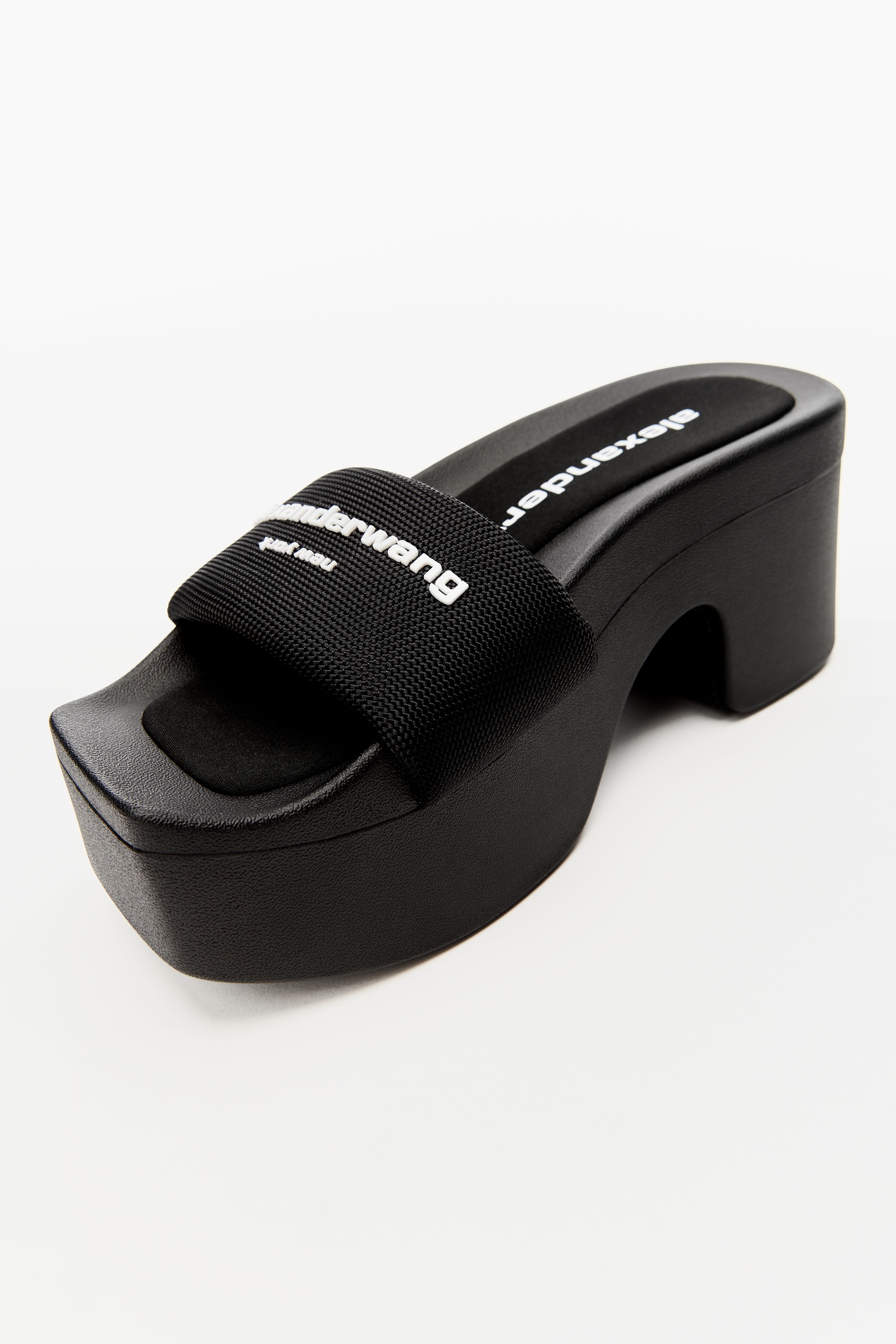 Alexander Wang ☆ブラックナイロン AW ウェッジ ヒールサンダル Alexander Wang AW PLATFORM SLIDE IN NYLON | REVERSIBLE