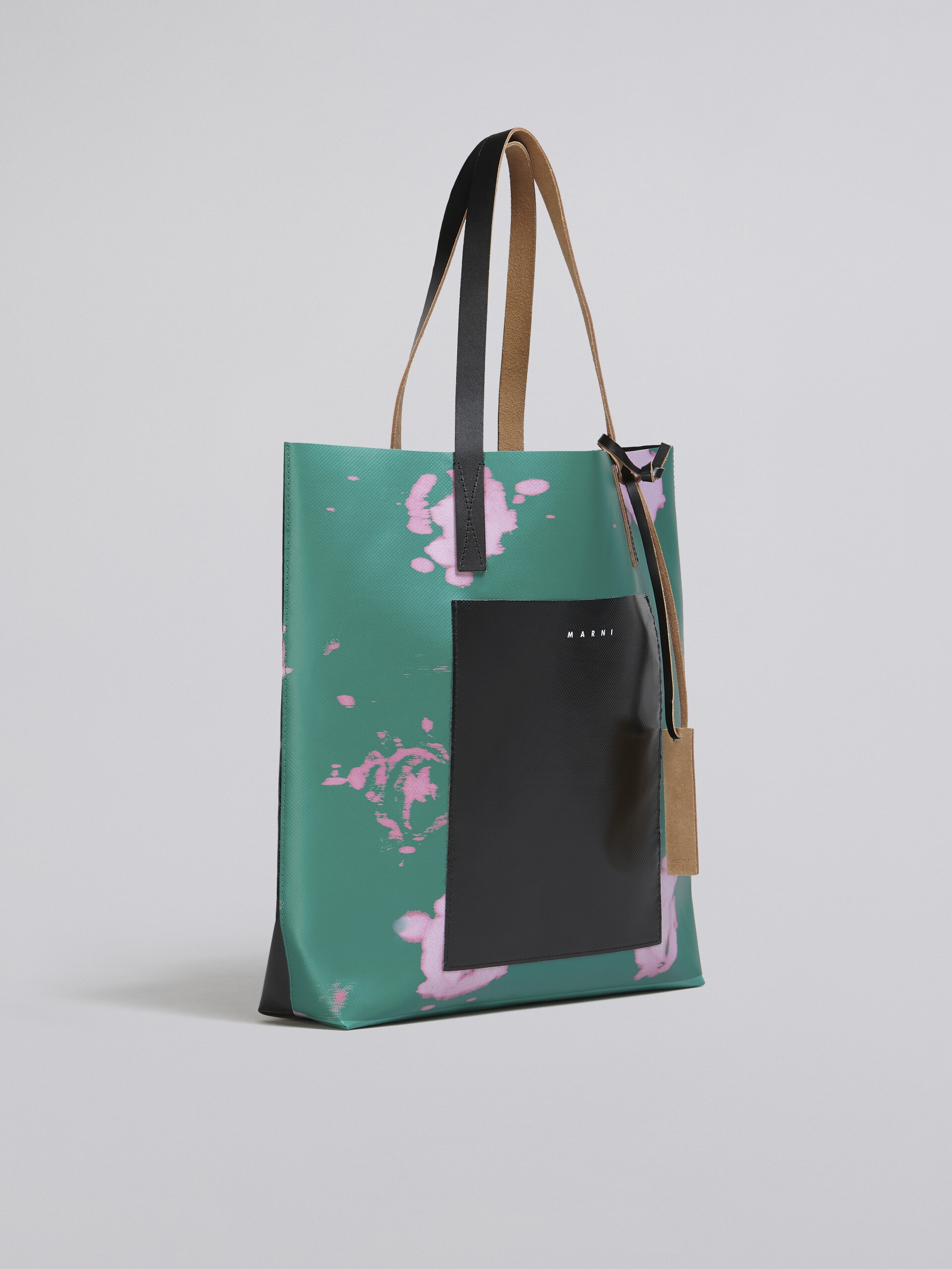 GREEN FADED ROSES PRINT PVC BAG - 6