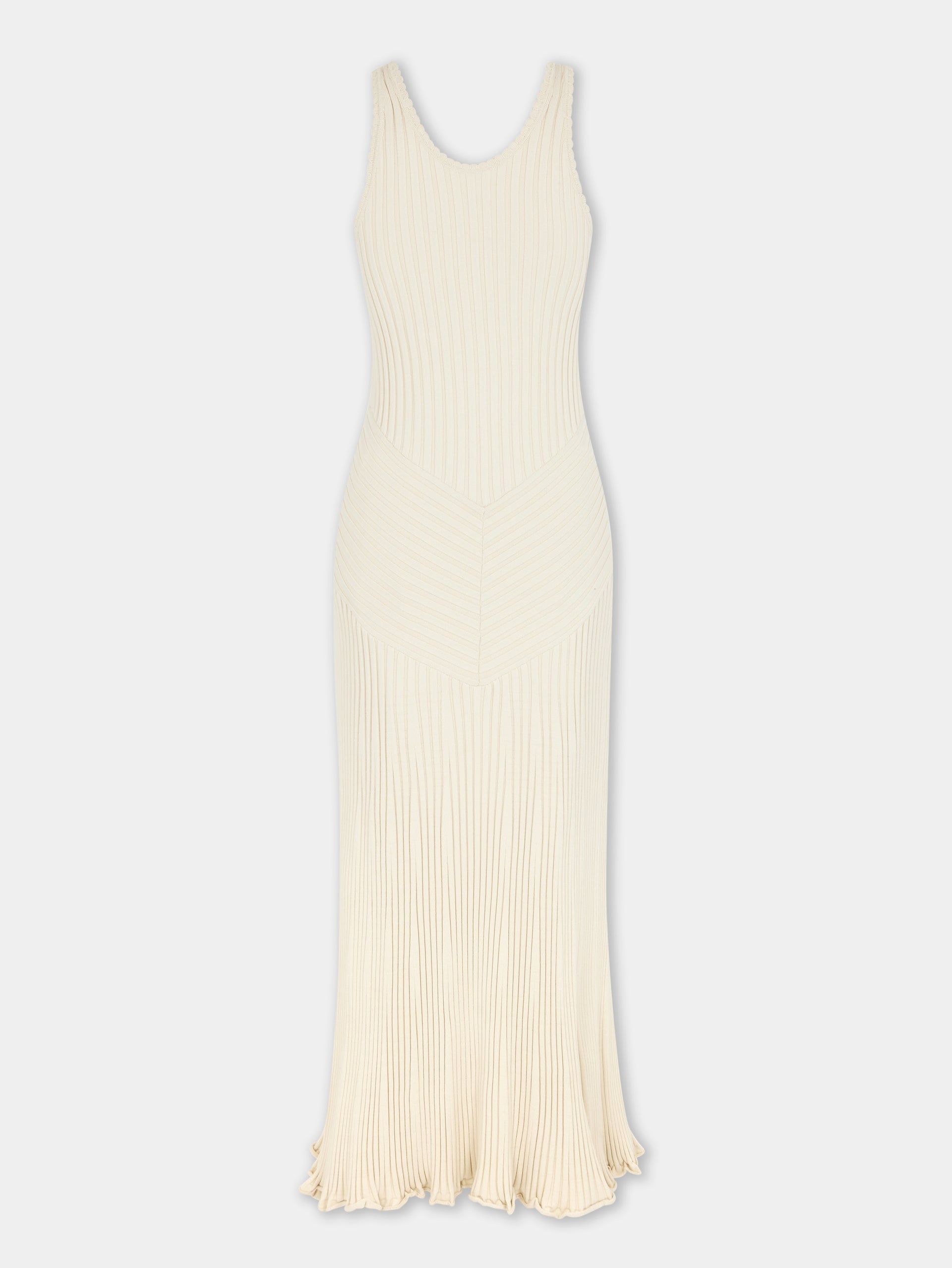ECRU LONG DRESS IN VISCOSE KNIT - 7