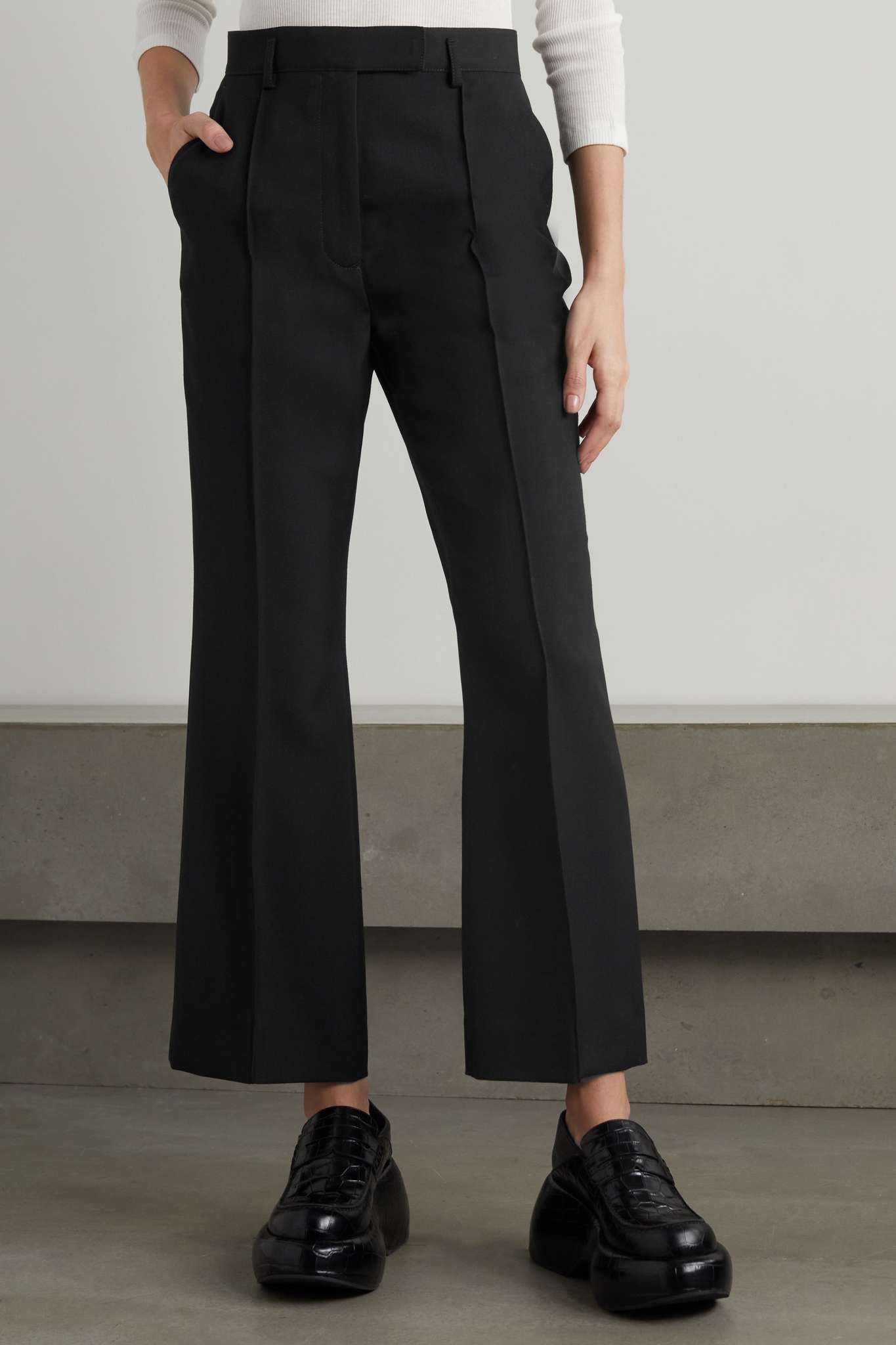 Cropped grain de poudre flared pants - 3