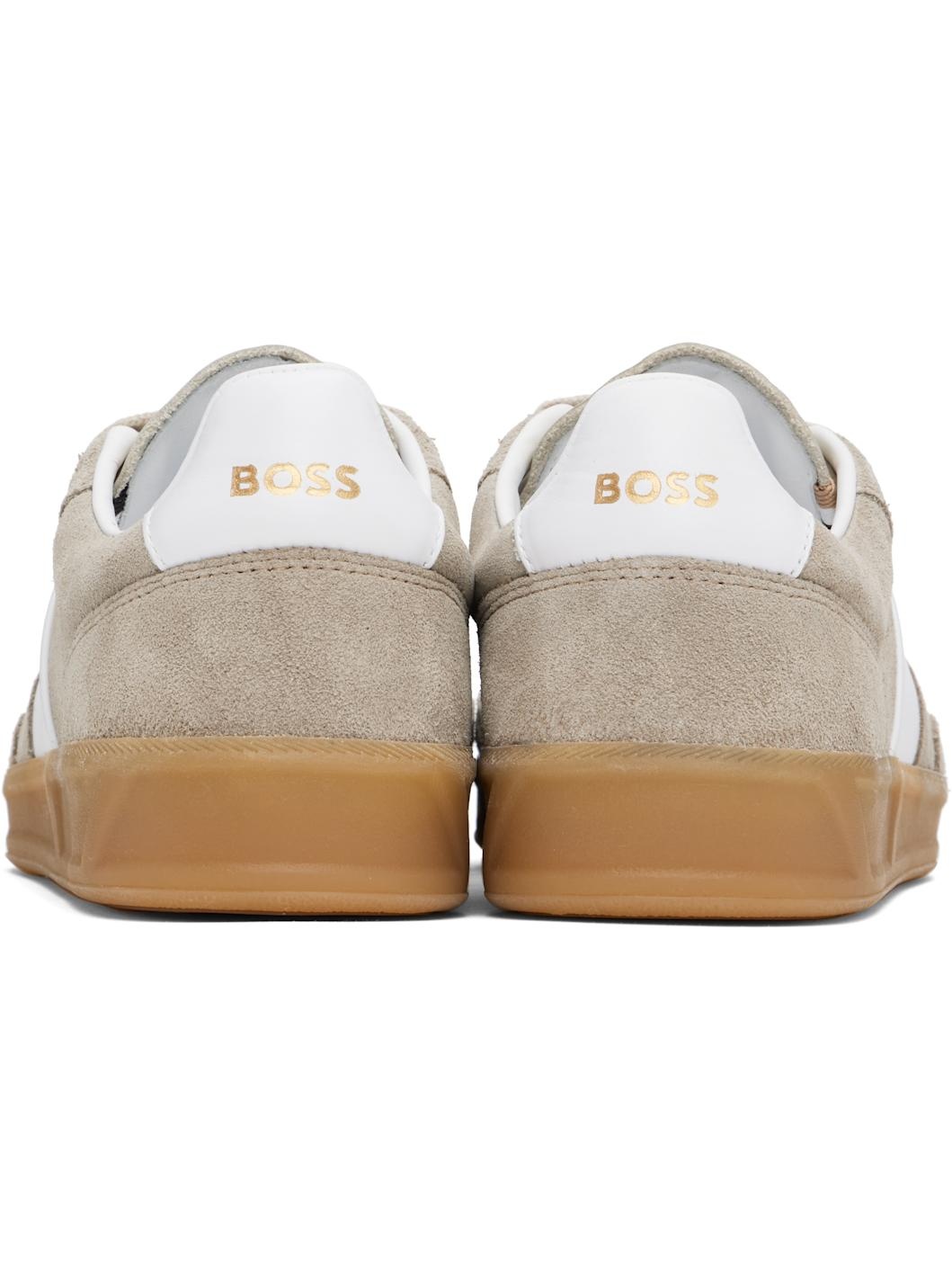 Beige Suede Lace-Up Sneakers - 2