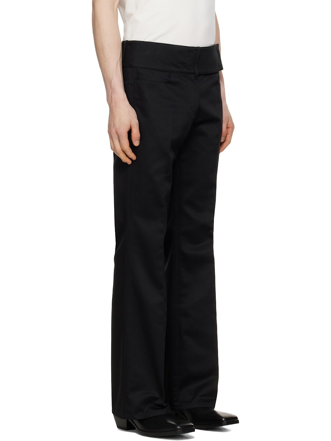 Black Belted Bootcut Trousers - 2