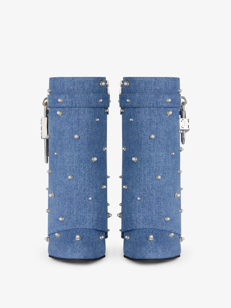 Givenchy SHARK LOCK ANKLE BOOTS IN DENIM WITH PEARLS outlook