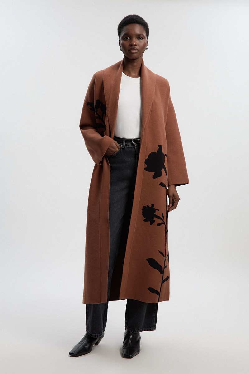 Jacquard Floral Knitted Coatigan 1