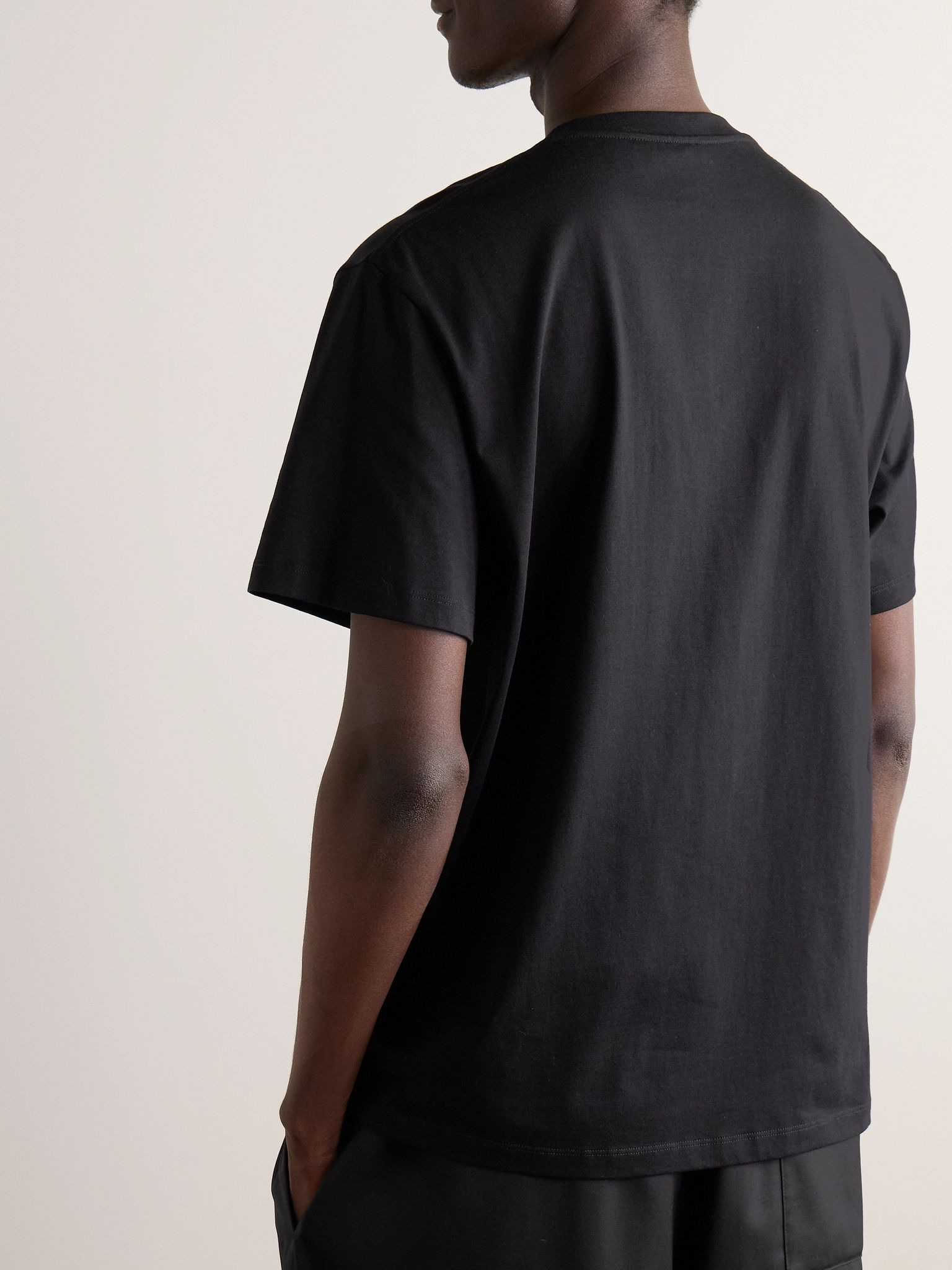 Logo-Embroidered Cotton-Jersey T-Shirt Black - 4