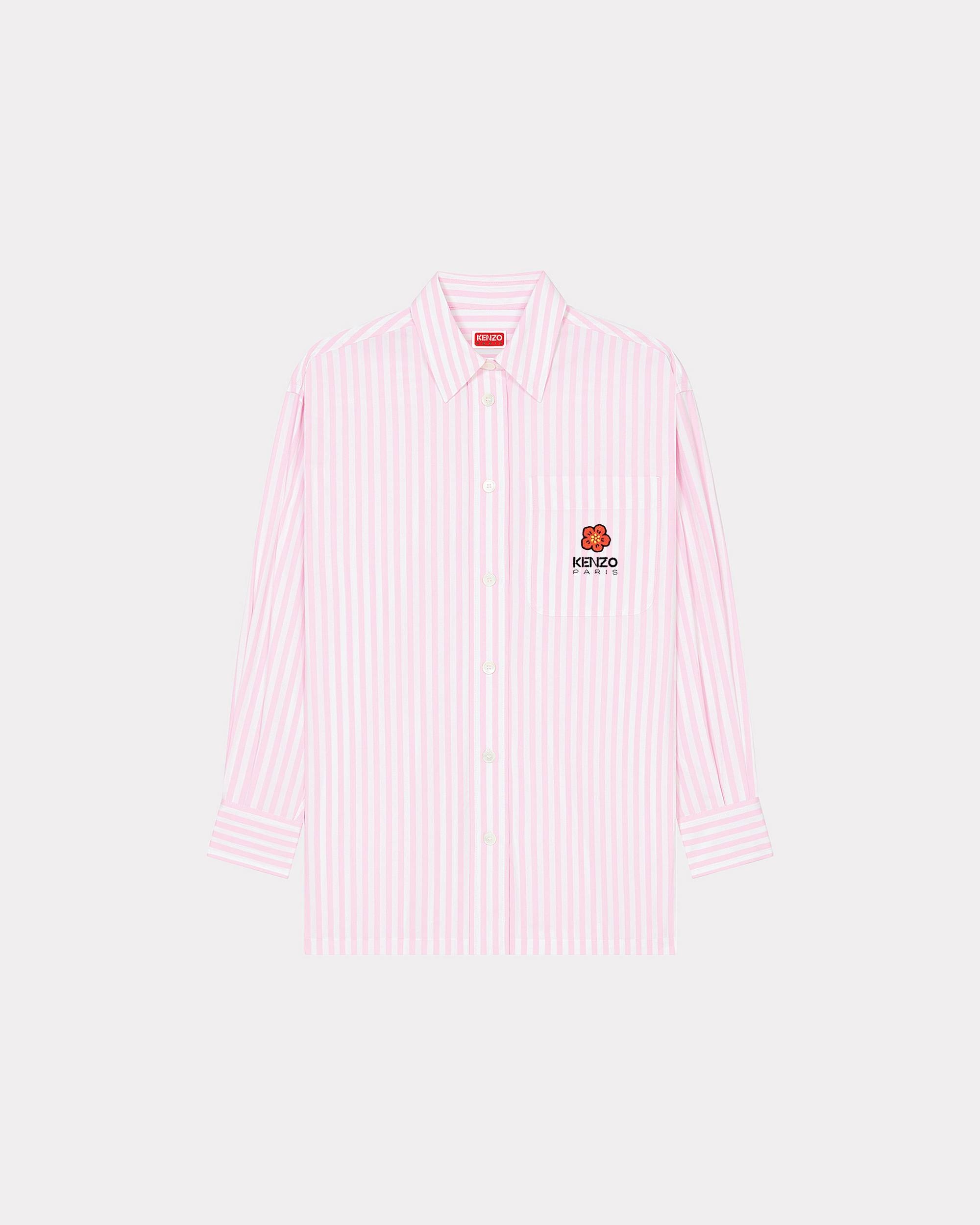 'Boke Flower' oversized striped shirt with embroidery - 1