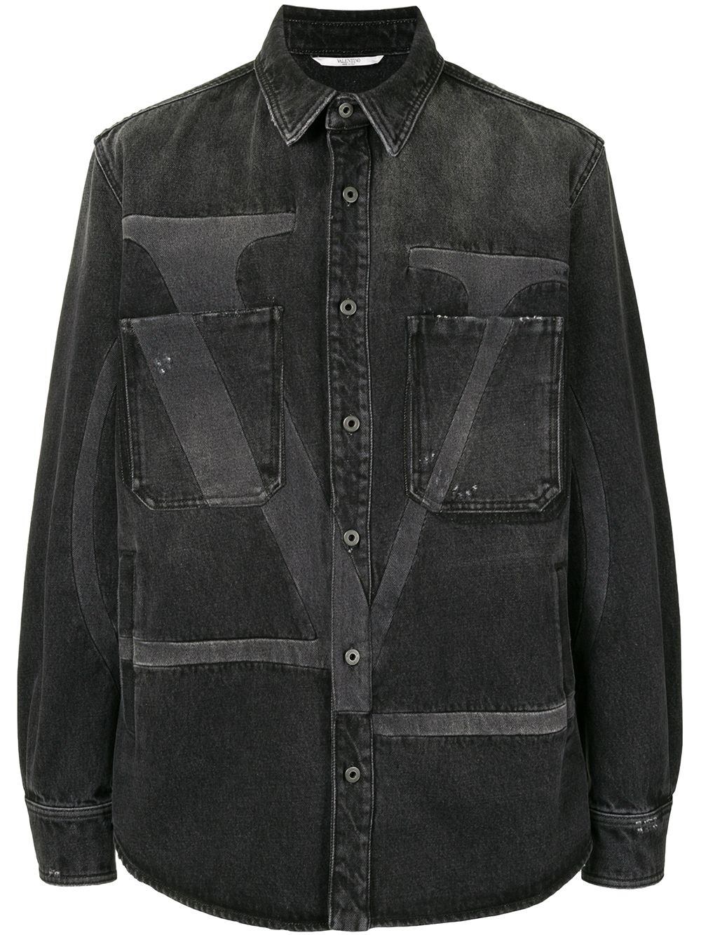 Deconstructed VLOGO denim shirt - 1