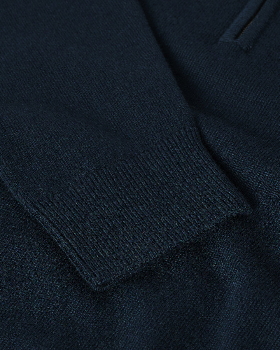 Classic Cashmere Green Zip Neck Jumper - 6