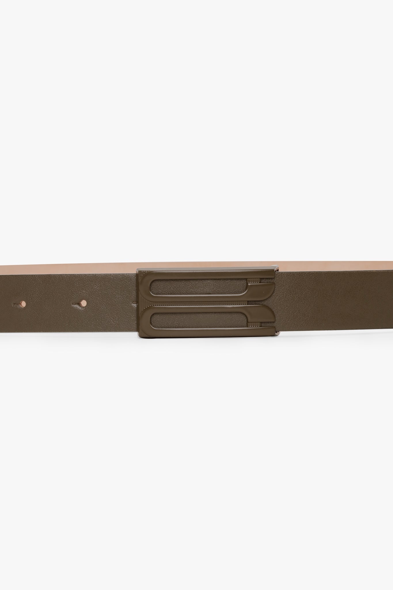 Tonal Frame Belt In Dark Khaki Smooth Leather - 3