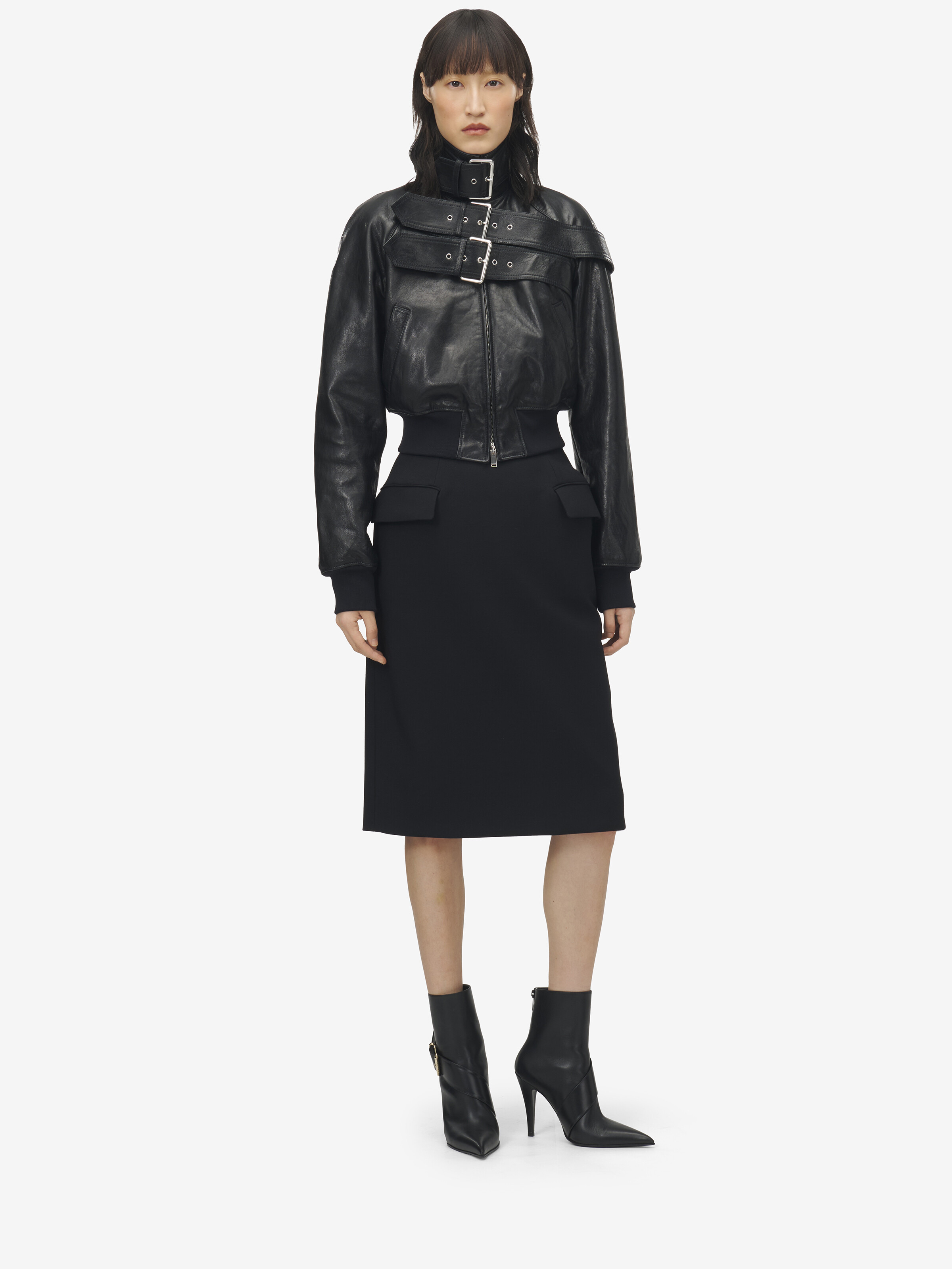 Belt Detail Leather Jacket - 3
