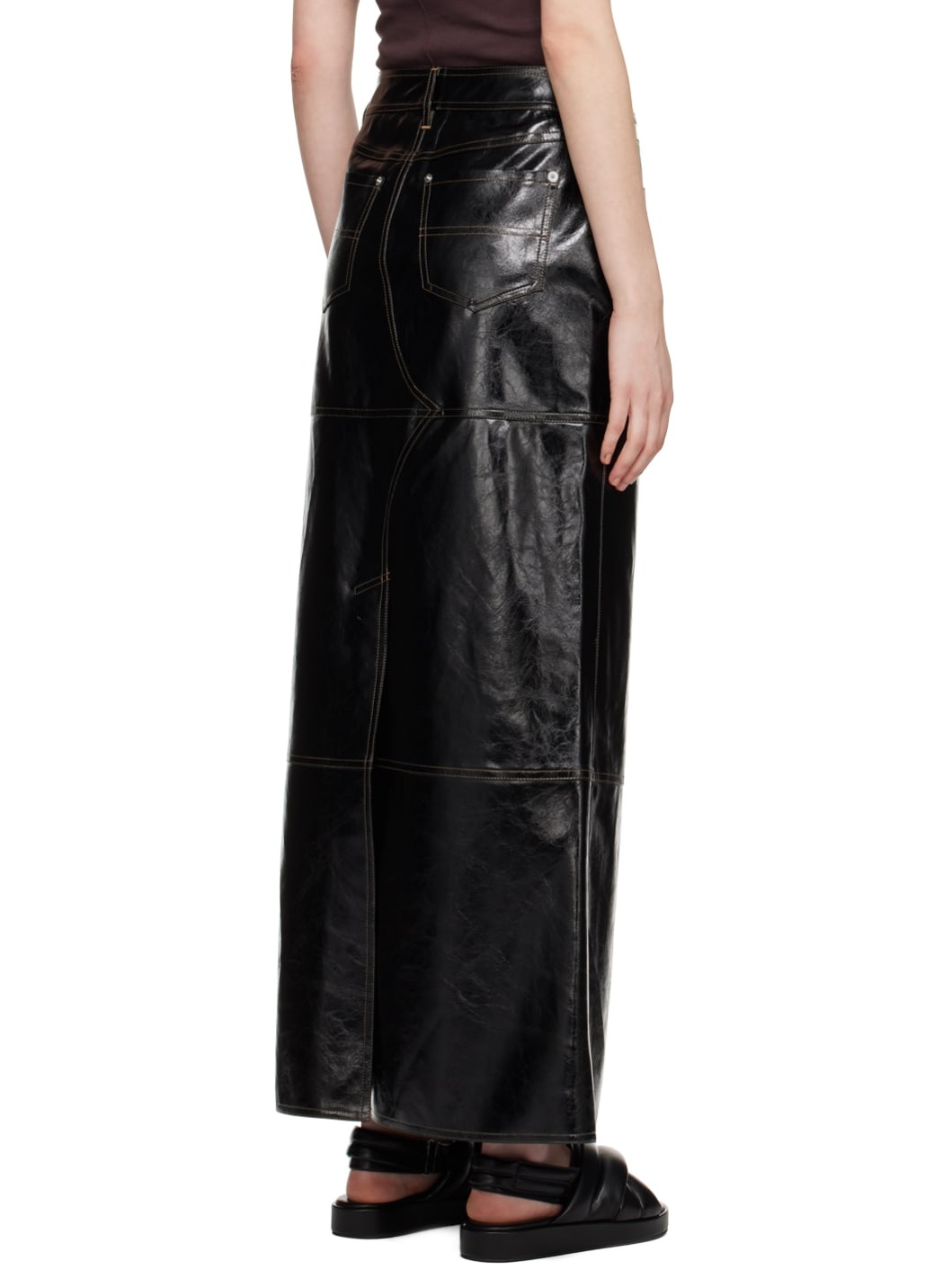 Black Francie Faux-Leather Maxi Skirt - 3