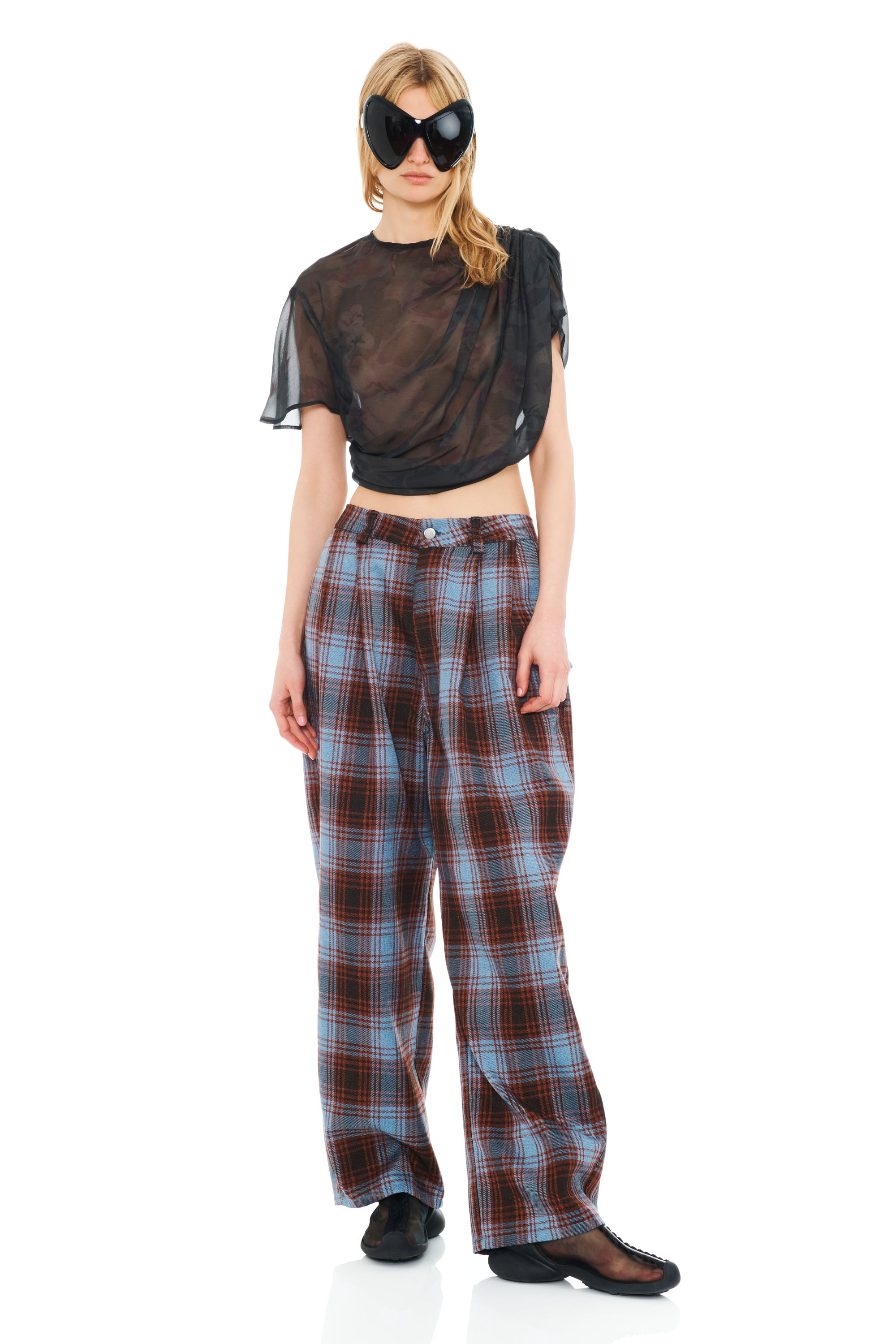 CRANBERRY SKY PLAID BUSTLE CATCHFLY PANT - 5