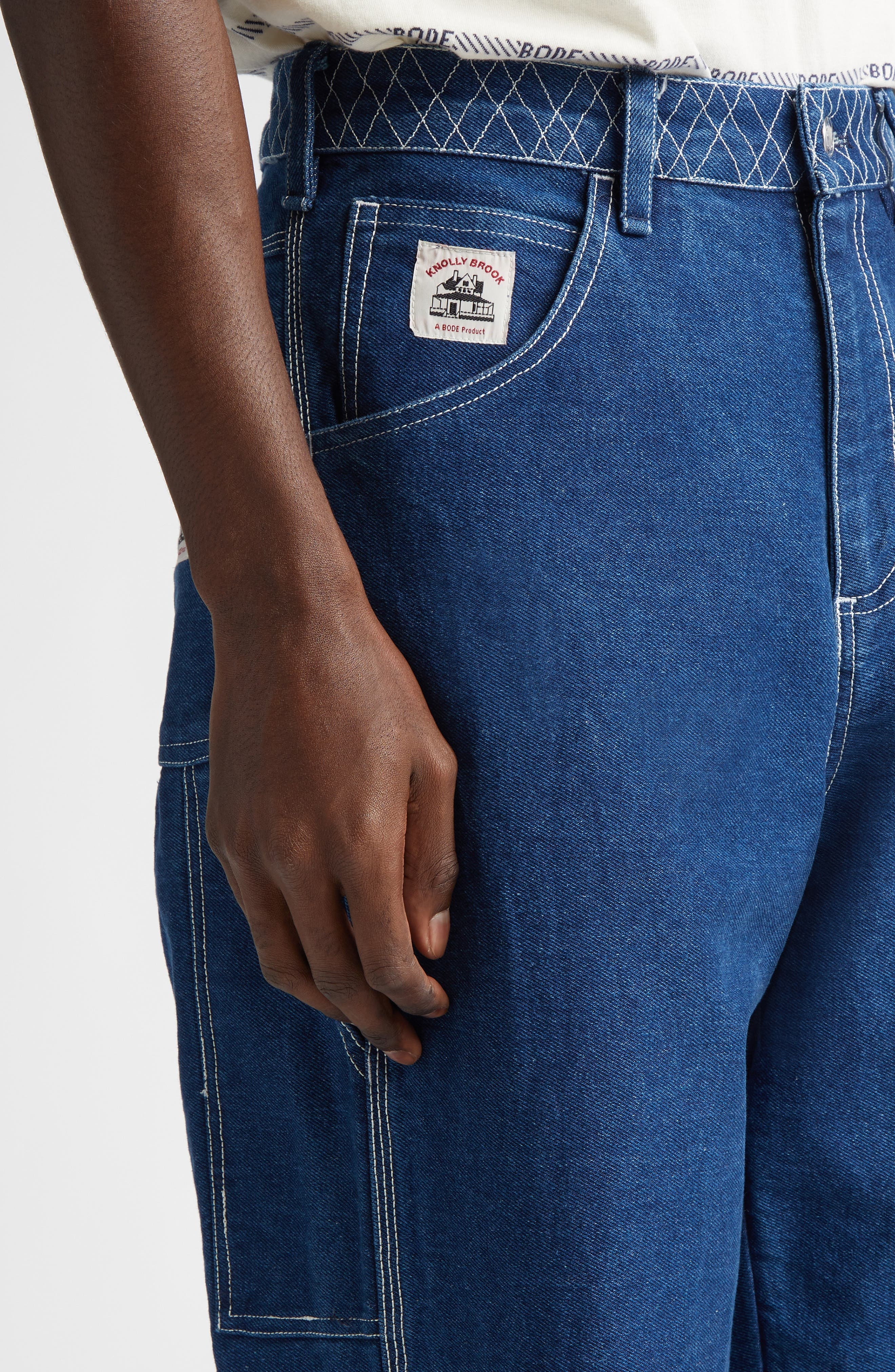 Bode Embroidered Denim Knolly Brook Trousers in Indigo at Nordstrom - 5