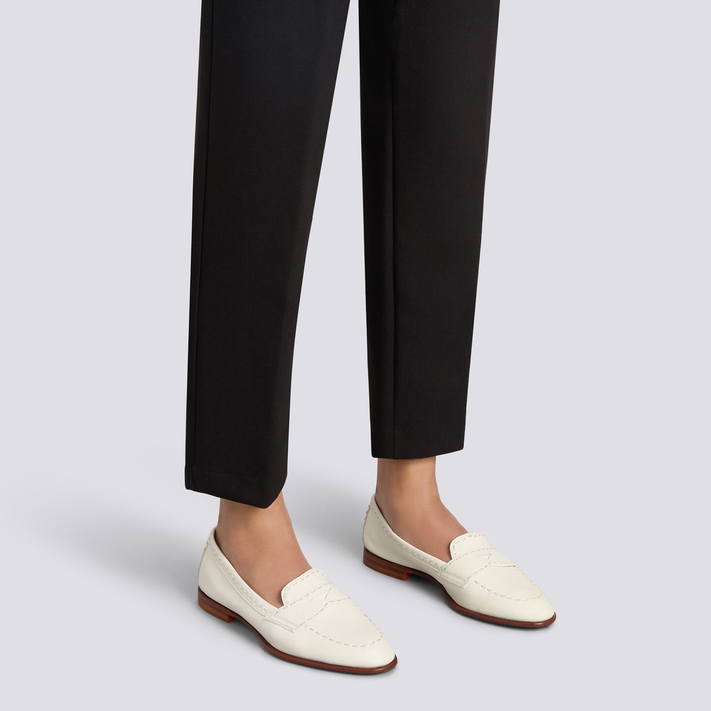 Women's white tumbled leather penny loafer - 2