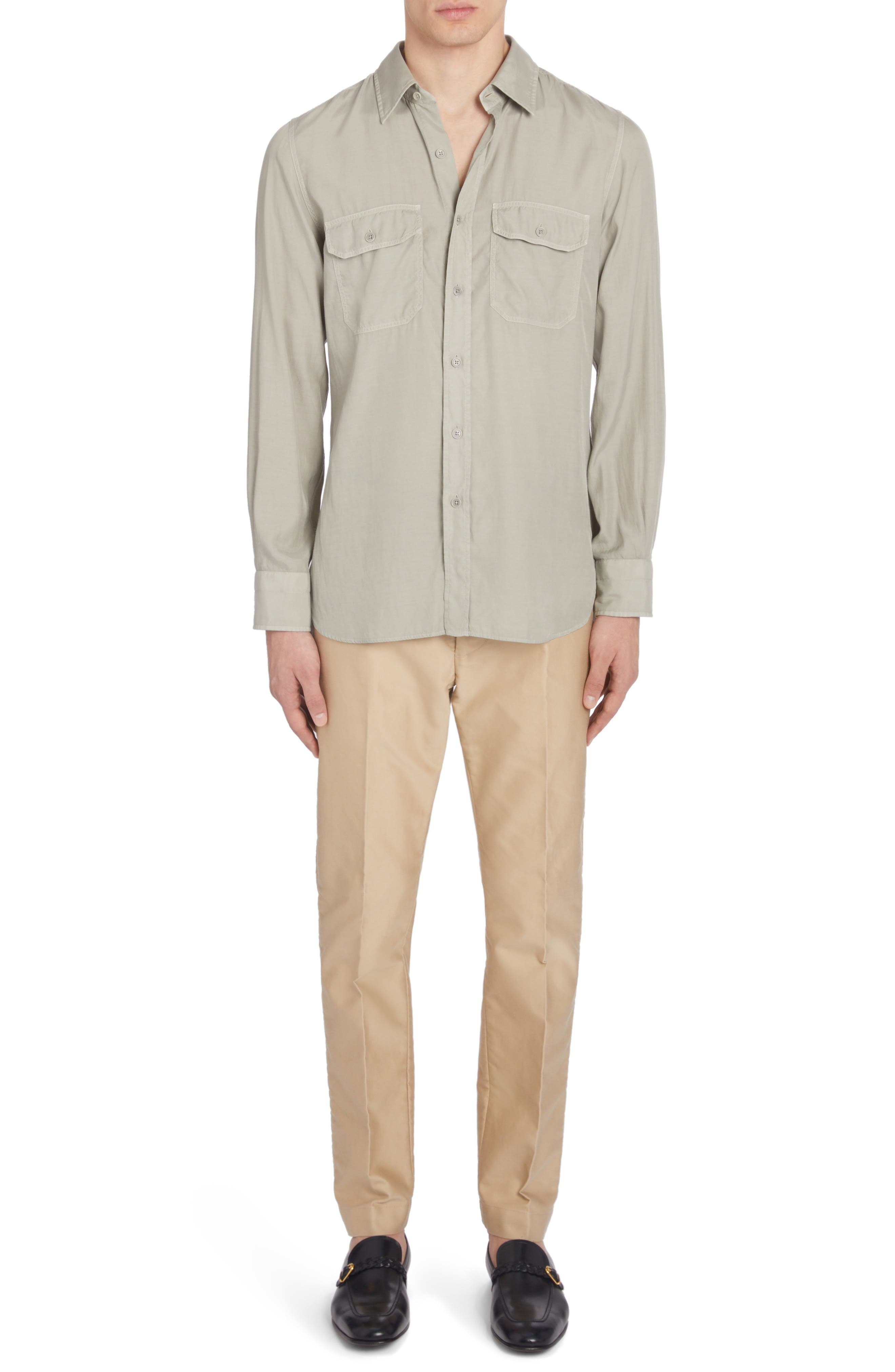 Military Fit Fluid Twill Button-Up Shirt - 6
