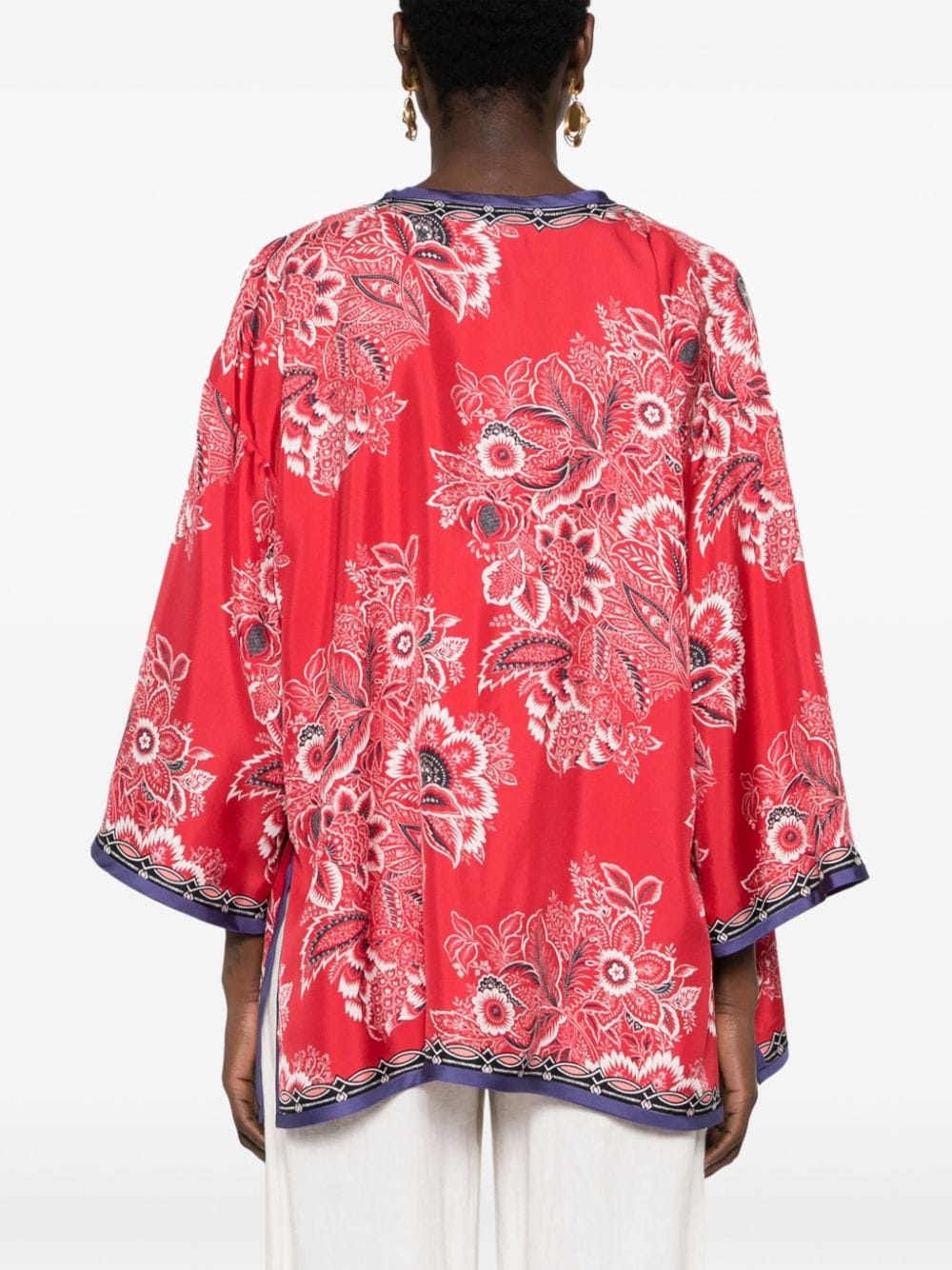floral-print silk jacket - 4