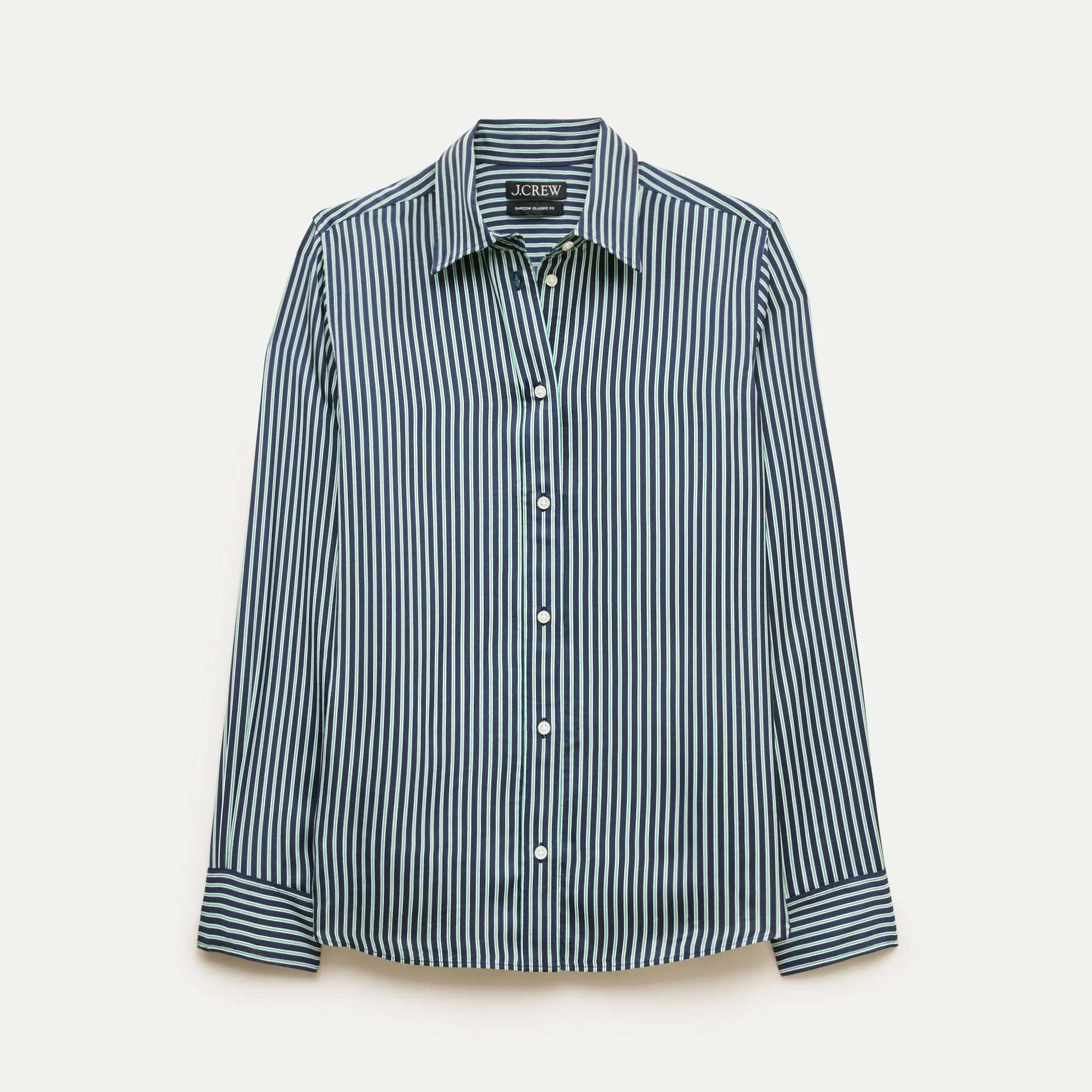 Jules classic-fit button-up shirt in striped viscose twill - 1