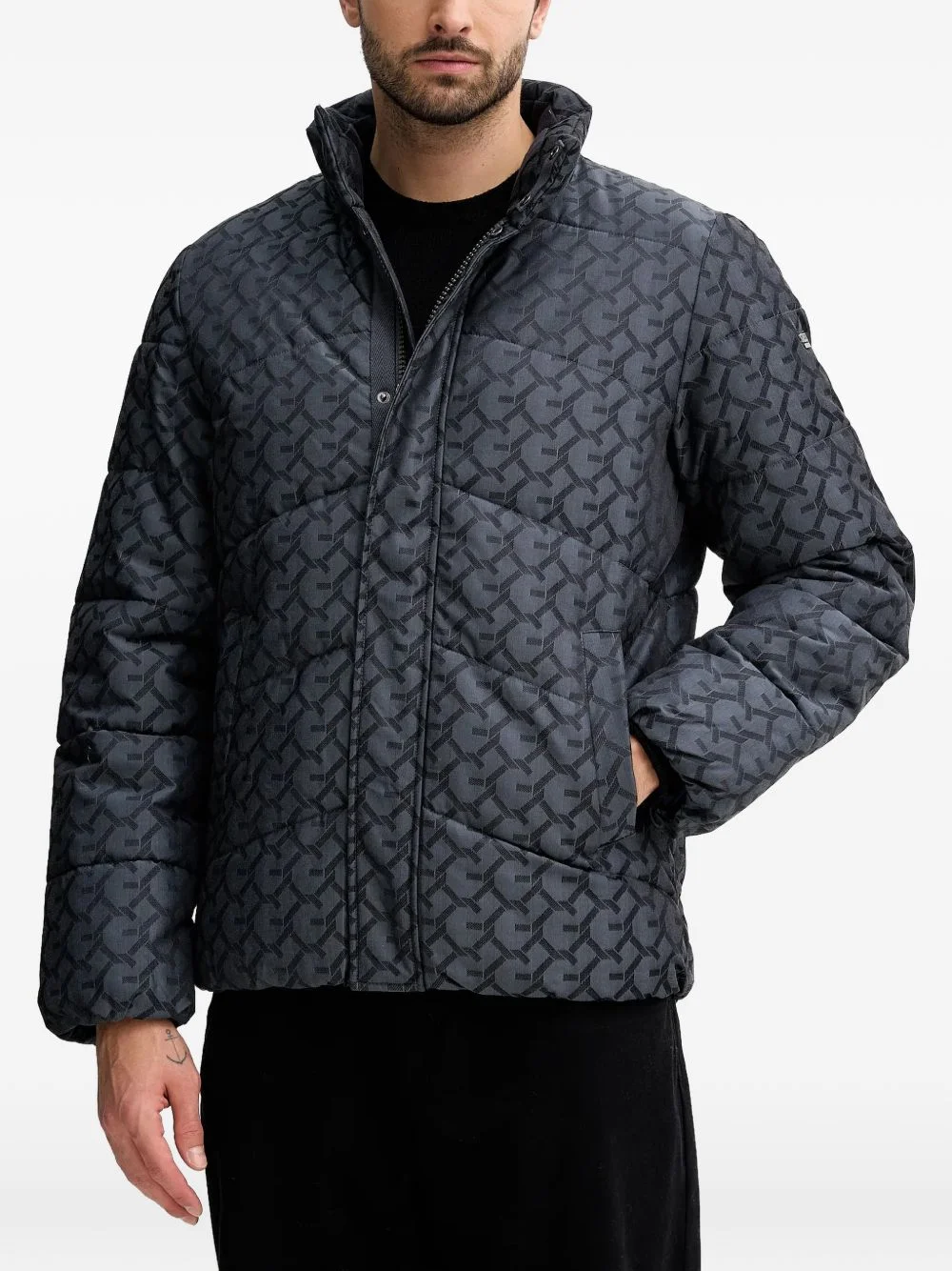 logo-print padded jacket - 1