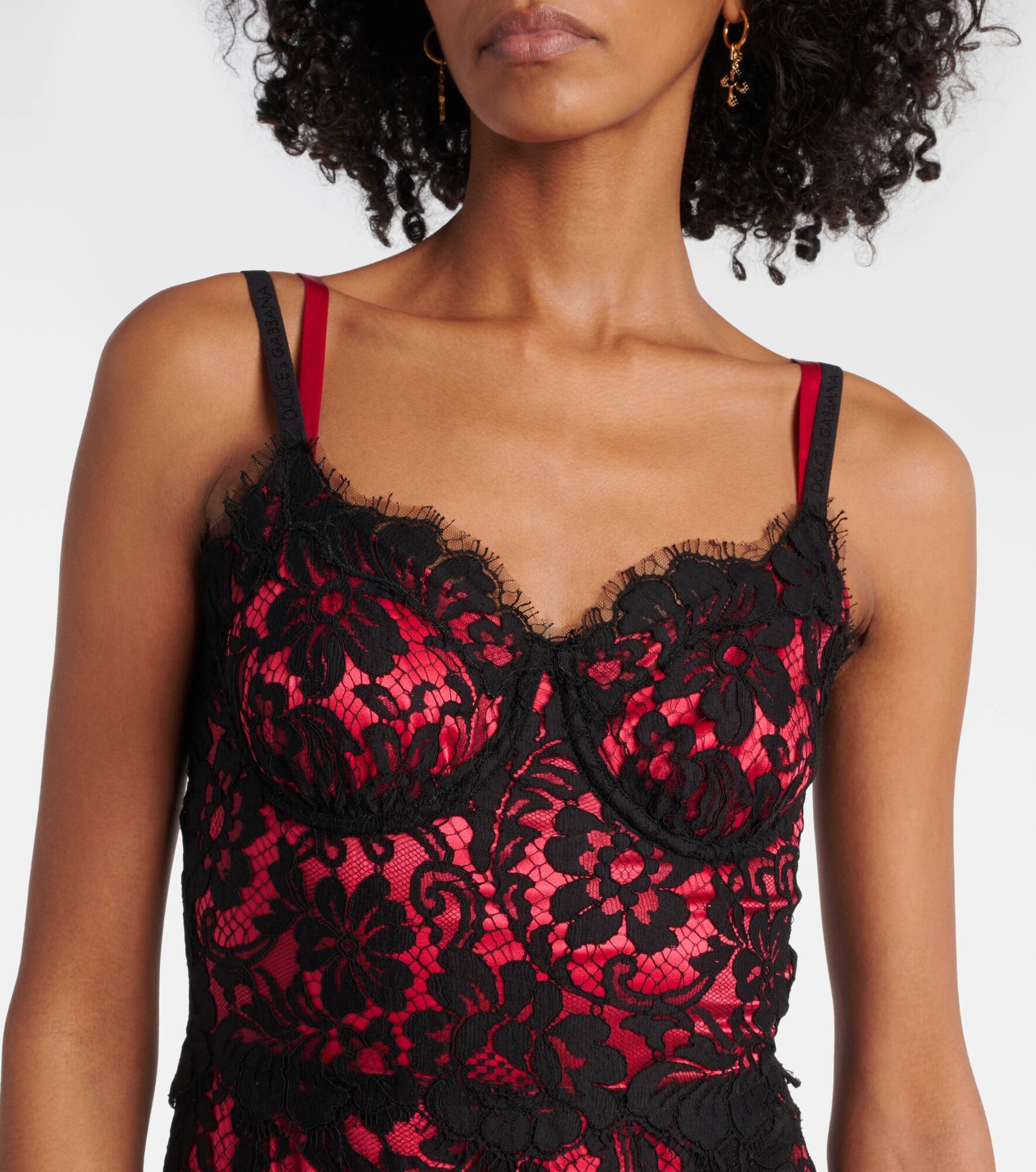 Floral cotton-blend lace slip dress - 4