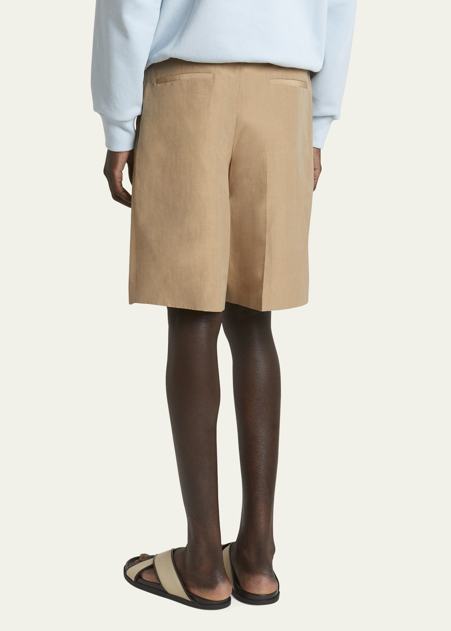 Men's Silk Linen Pleated Shorts - 3