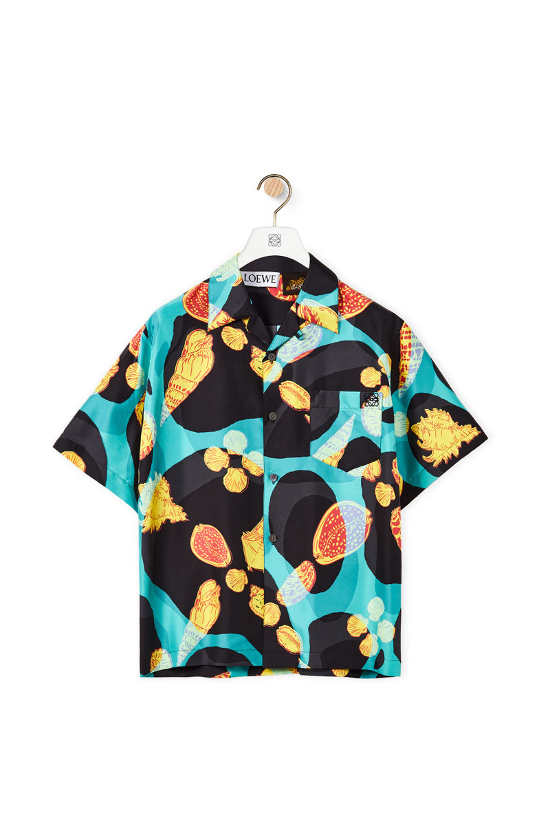 Shell print bowling shirt in silk 1