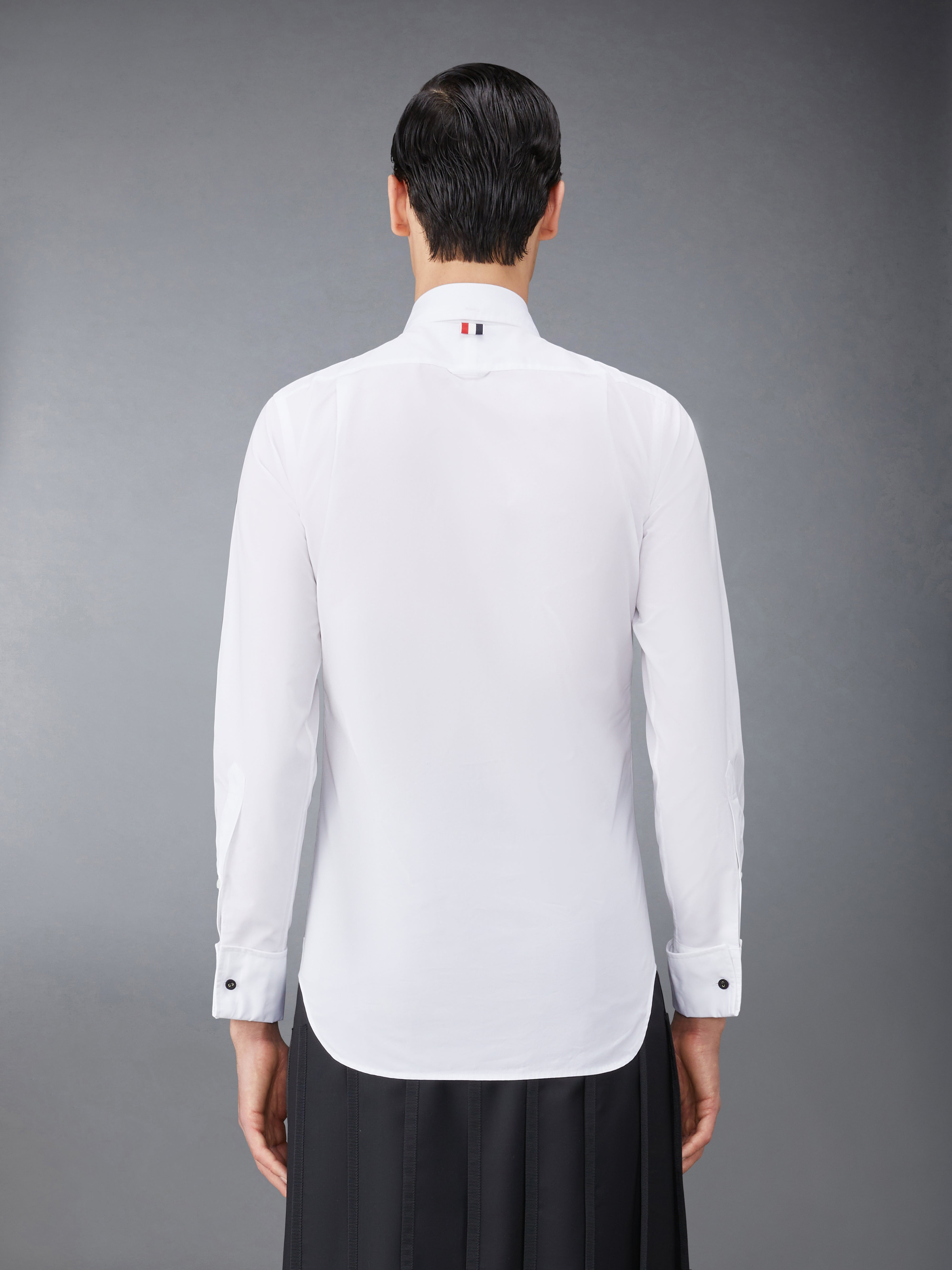 TUX SHIRT BUTTON DOWN POINT COLLAR W/ COMBO BIB FRENCH CUFF IN SOLID POPLIN - 3