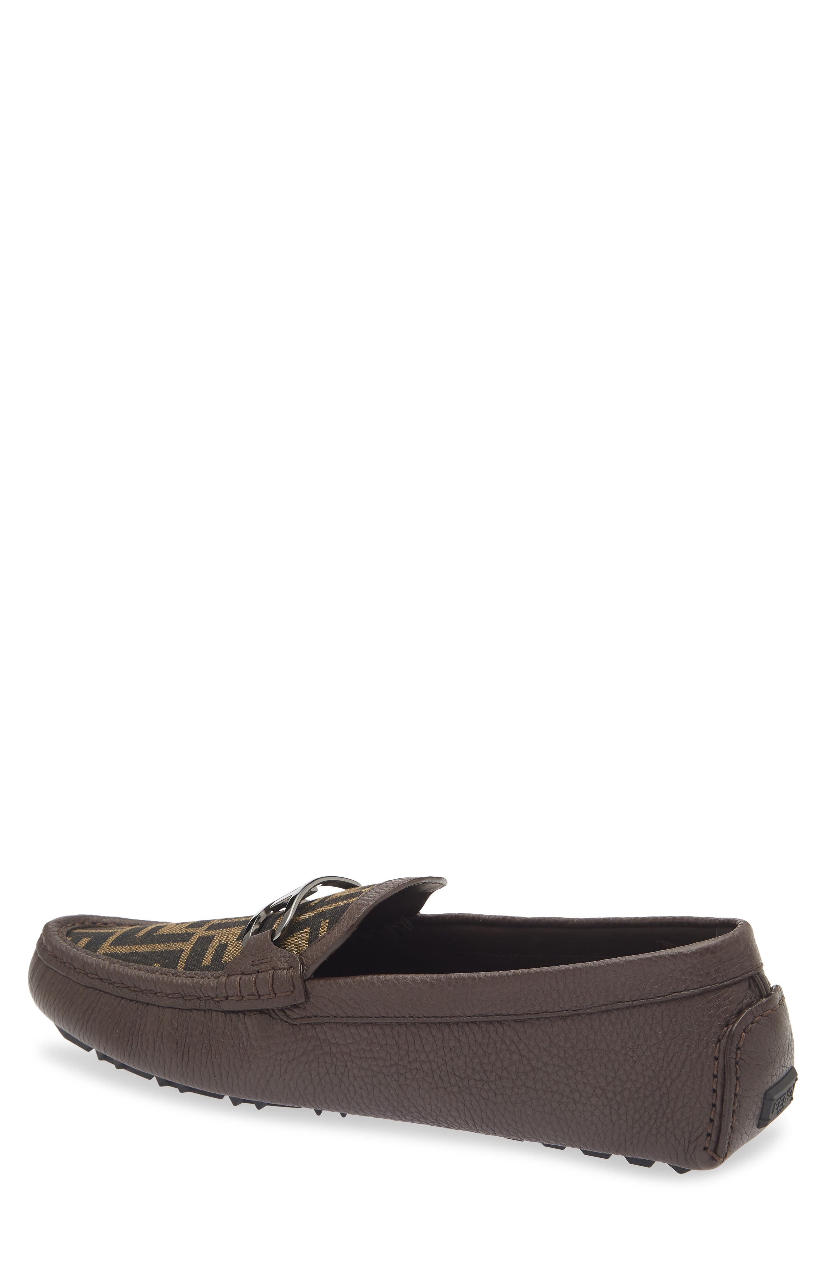 Fendi O'Lock Mixed Media Driving Loafer in Tabacco Nero/dark Brown at Nordstrom - 2