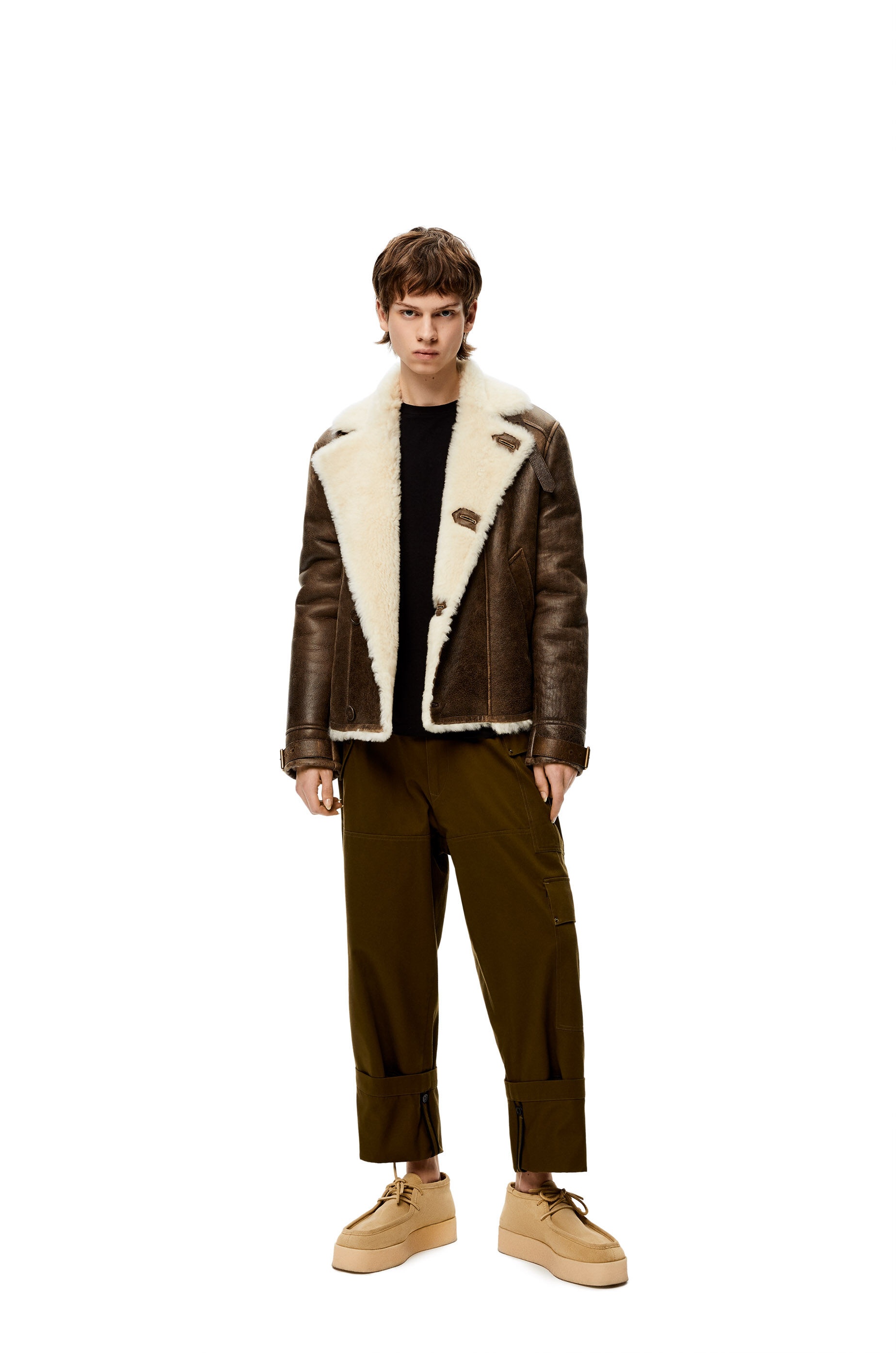 Buttoned jacket in shearling - 2