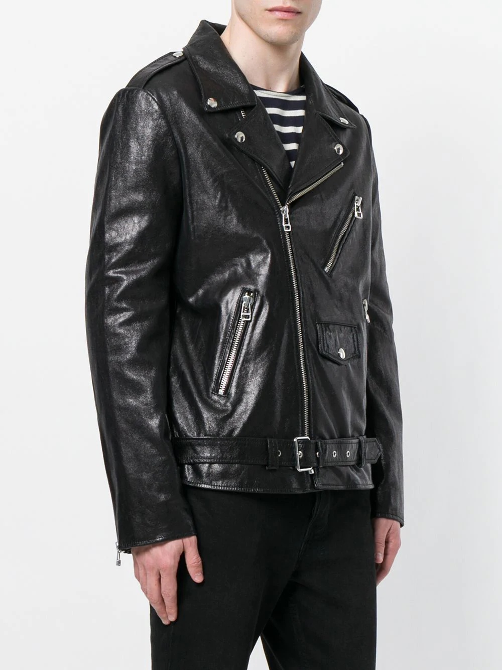 zipped biker jacket - 3