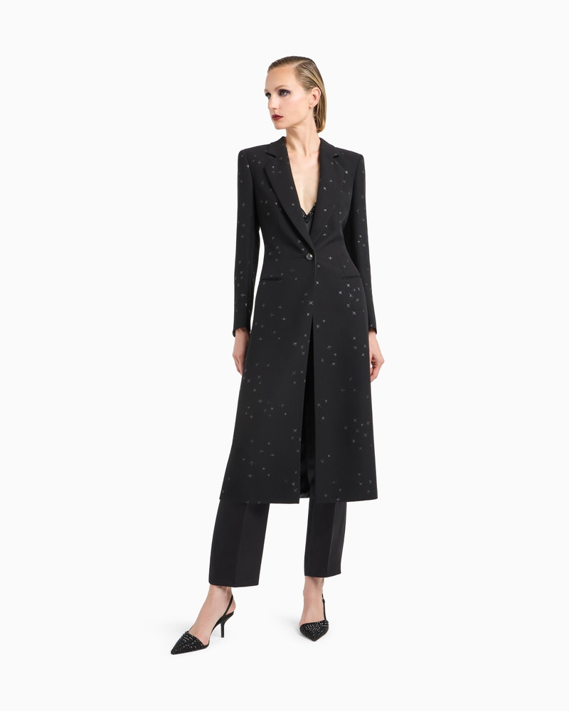 GIORGIO ARMANI SILK CADY LONG COAT WITH GLITTER MOTIF outlook