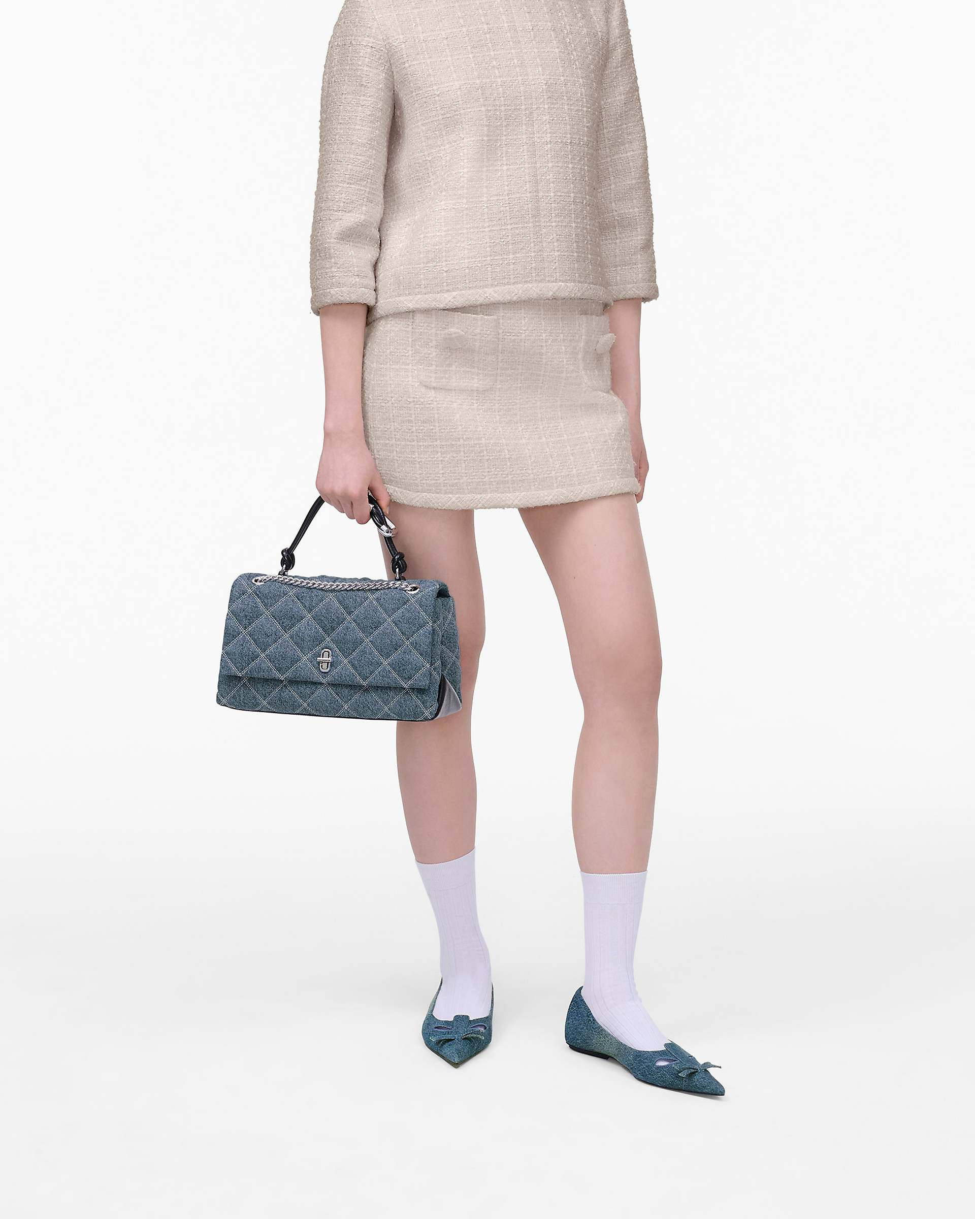 THE QUILTED DENIM DUAL CHAIN SHOULDER BAG - 7