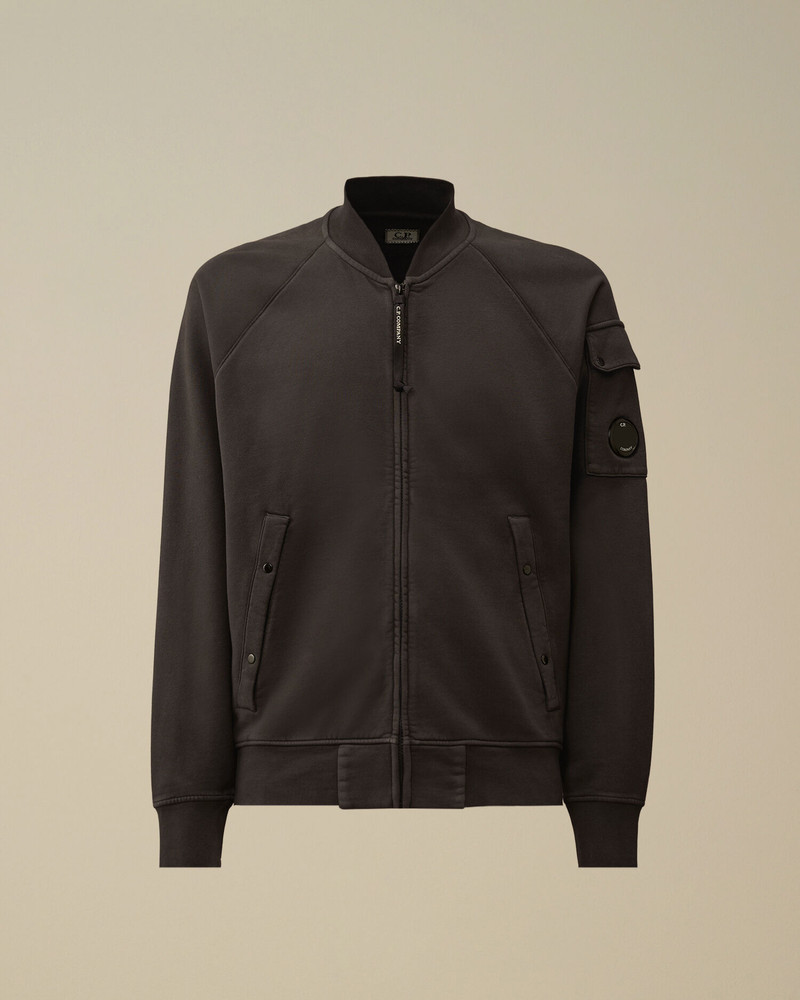 Brushed and Emerized Diagonal Fleece Bomber Full Zip Sweatshirt 1