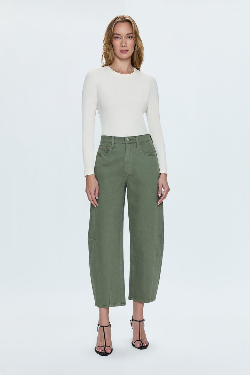 ELI HIGH RISE BARREL JEAN - CALVARY OLIVE 1