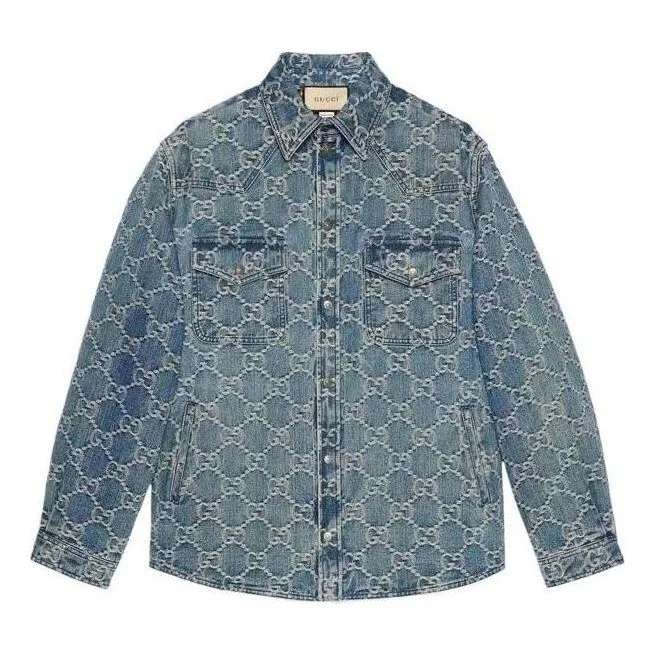 Gucci GG Jacquard Denim Shirt 'Blue White' 713911-XDB7H-4632 - 1