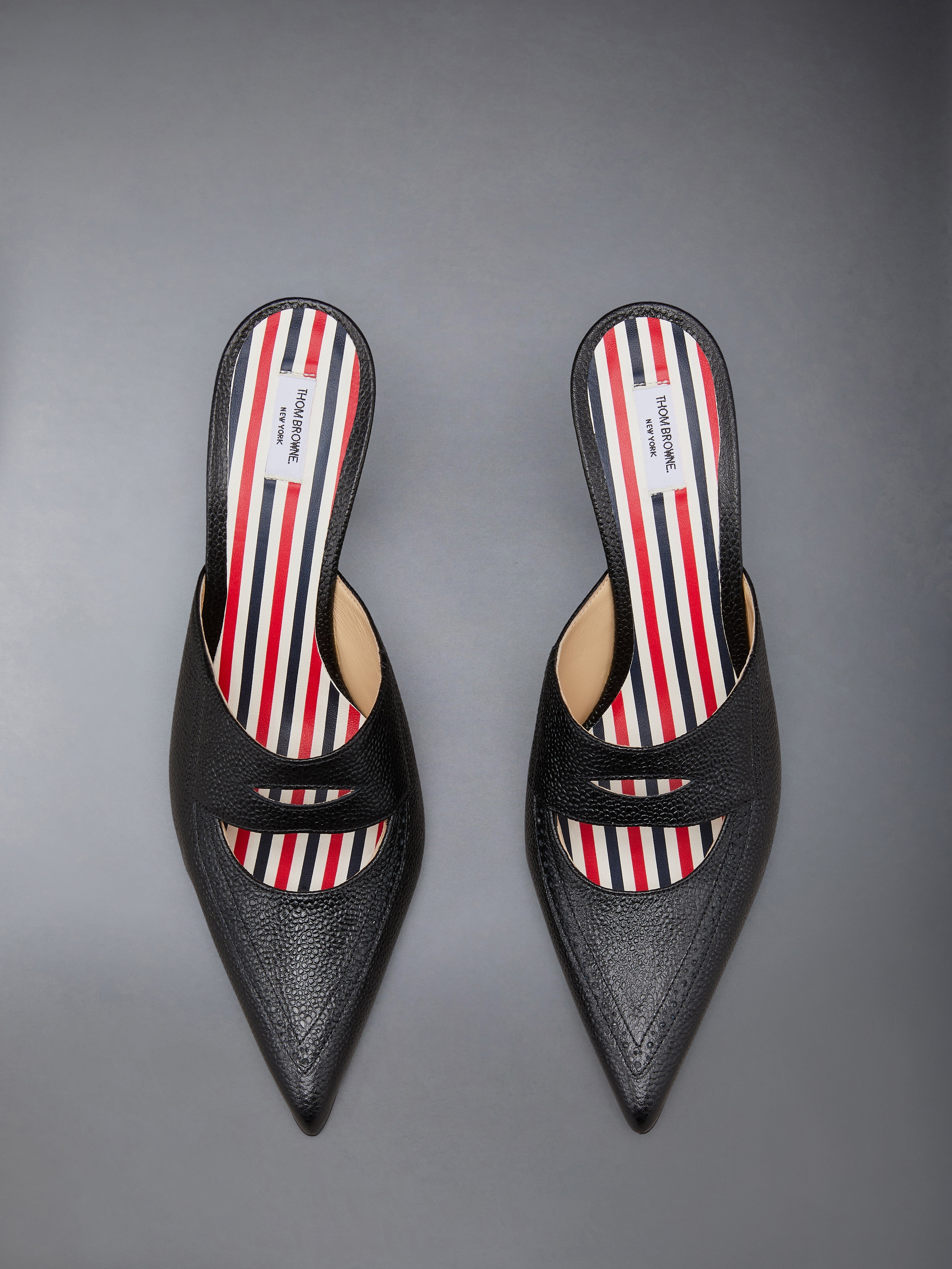PEBBLE GRAIN CUT OUT PENNY LOAFER MULE - 4