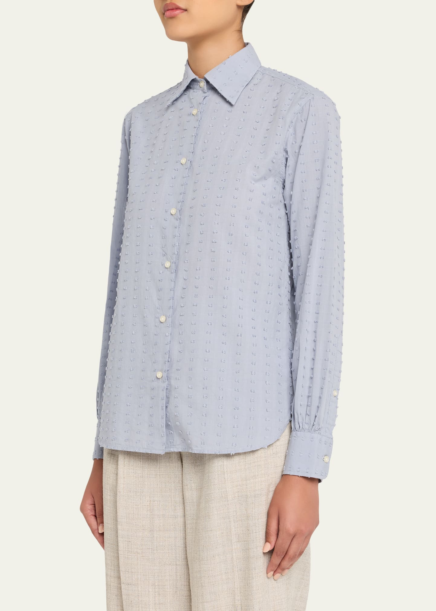 Ella Long-Sleeve Textured Japanese Cotton Shirt - 4