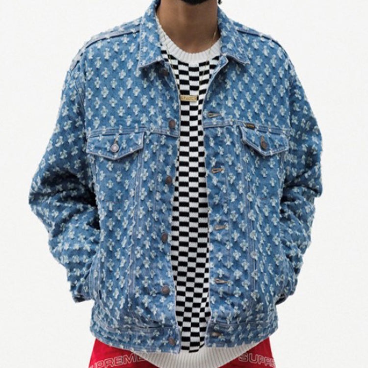 Supreme Supreme Hole Punch Denim Trucker Jacket 'Teal White