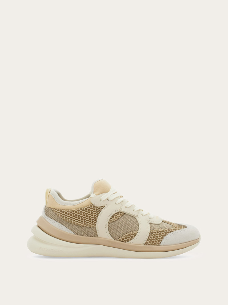 Gancini sneaker with mesh detail 1