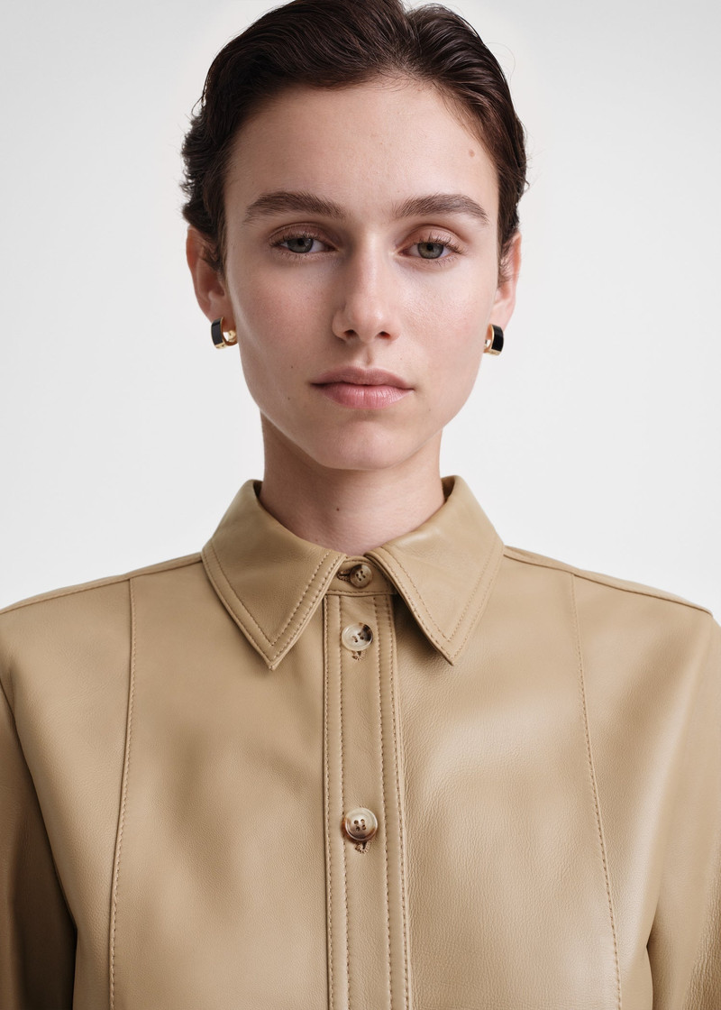 Slim leather shirt biscuit 6