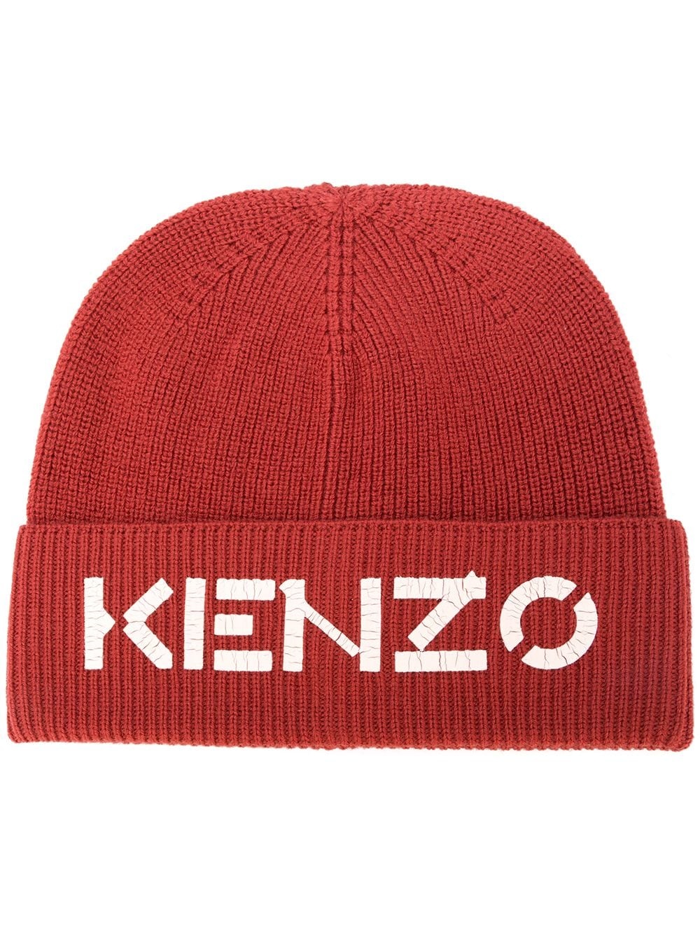 ribbed knit wool logo beanie - 1