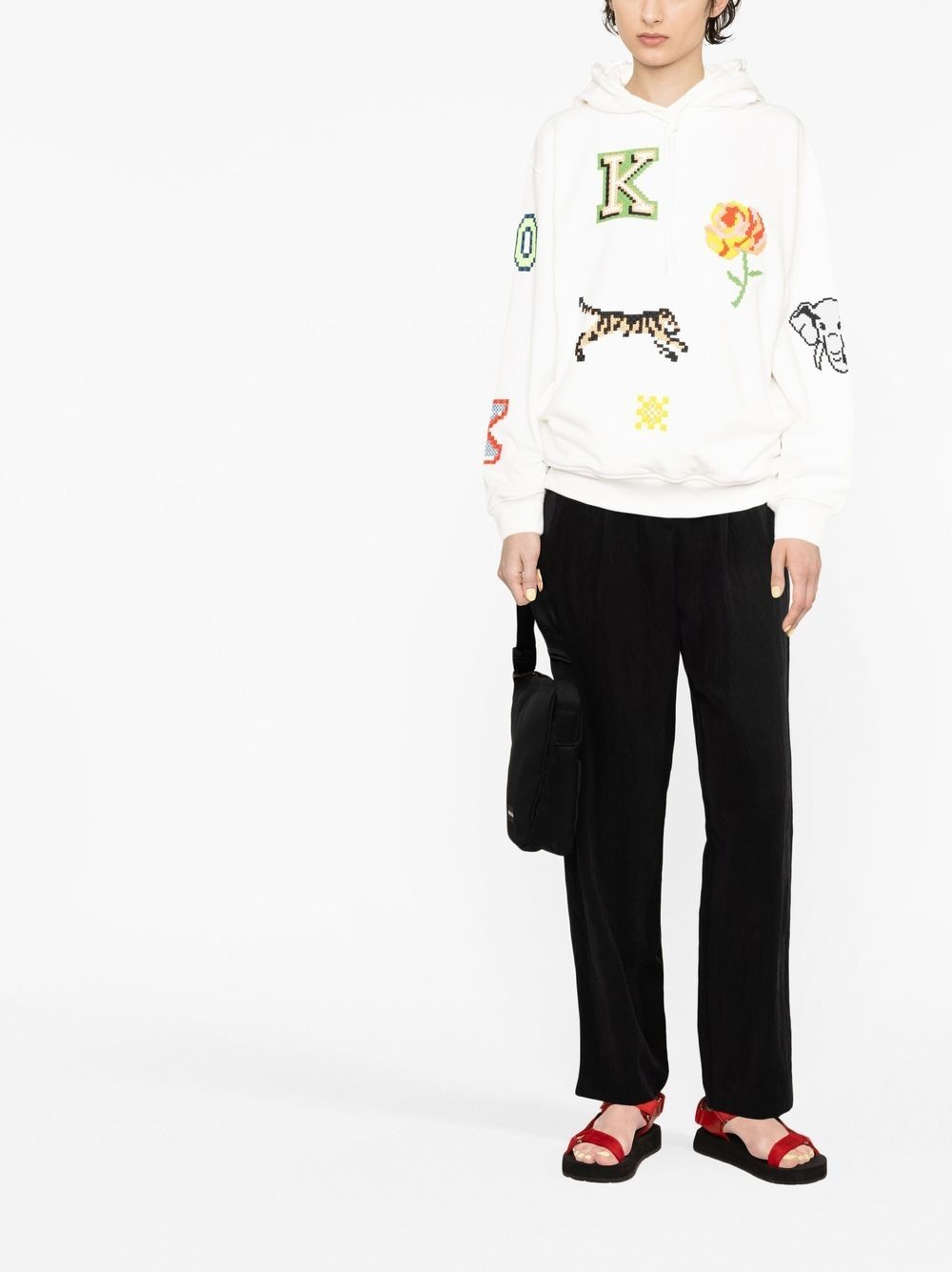 graphic print drawstring hoodie - 2