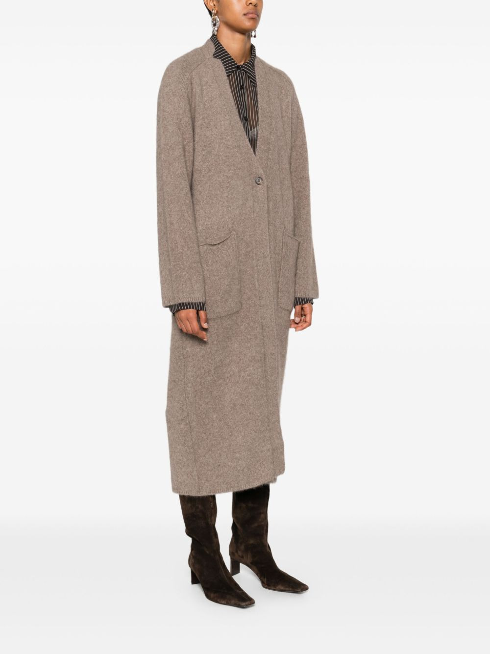 patch-pocket button cardigan coat - 3