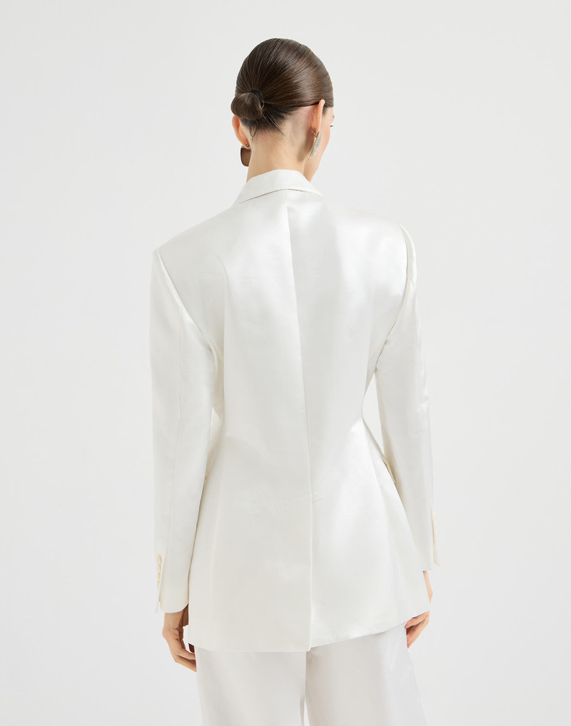 Cotton and silk satin blazer with monili 3