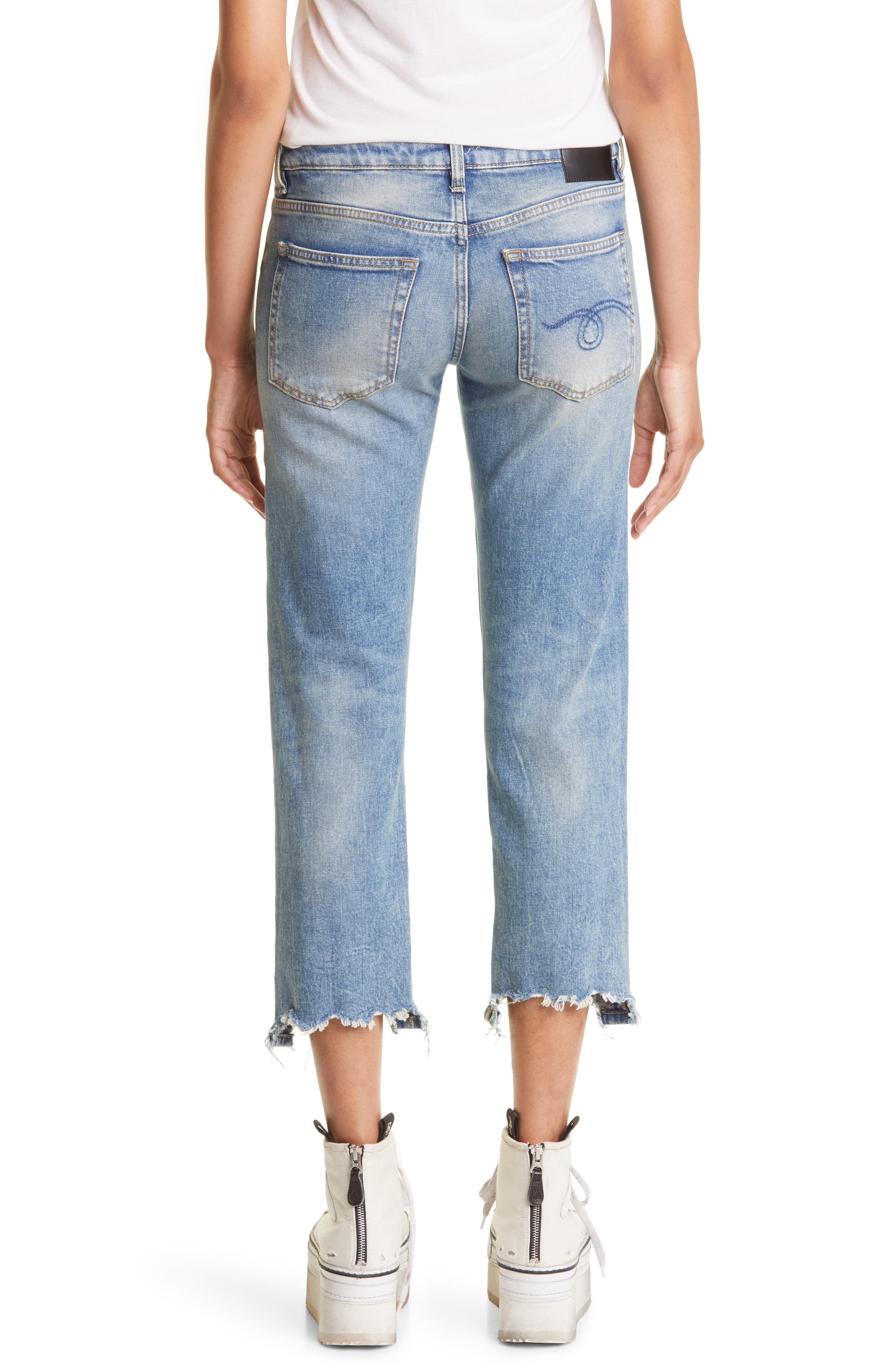 Chewed Hem Crop Straight Leg Jeans - 2