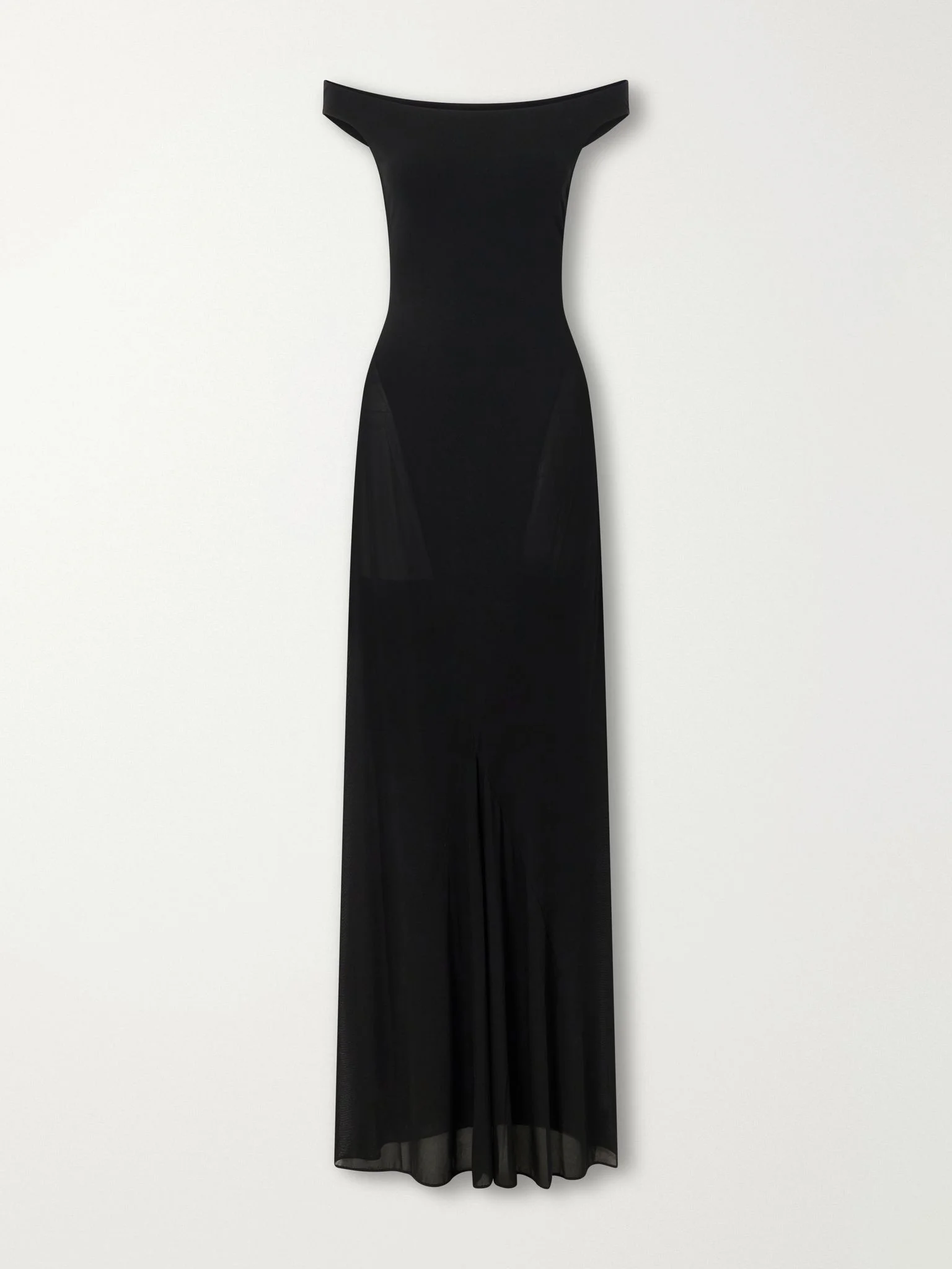Off-the-shoulder jersey midi dress Black - 1