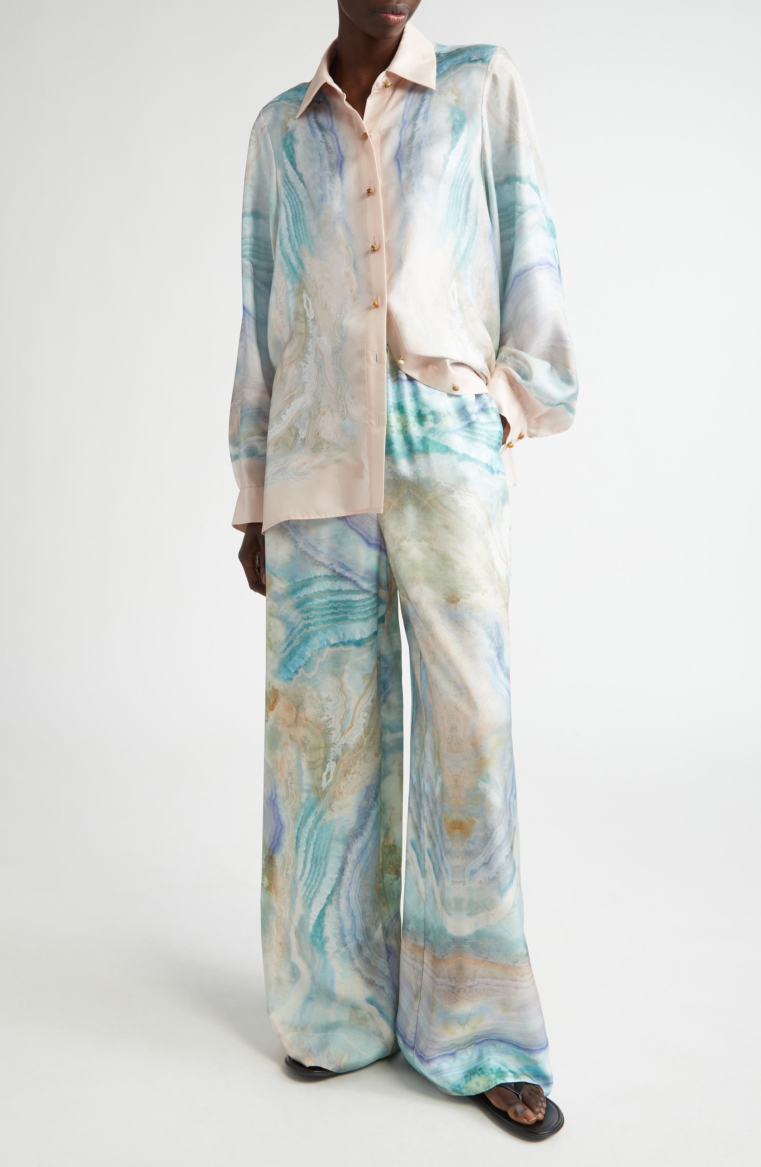Zimmermann Agate Print Silk Button-Up Shirt in Blue Agate at Nordstrom - 2