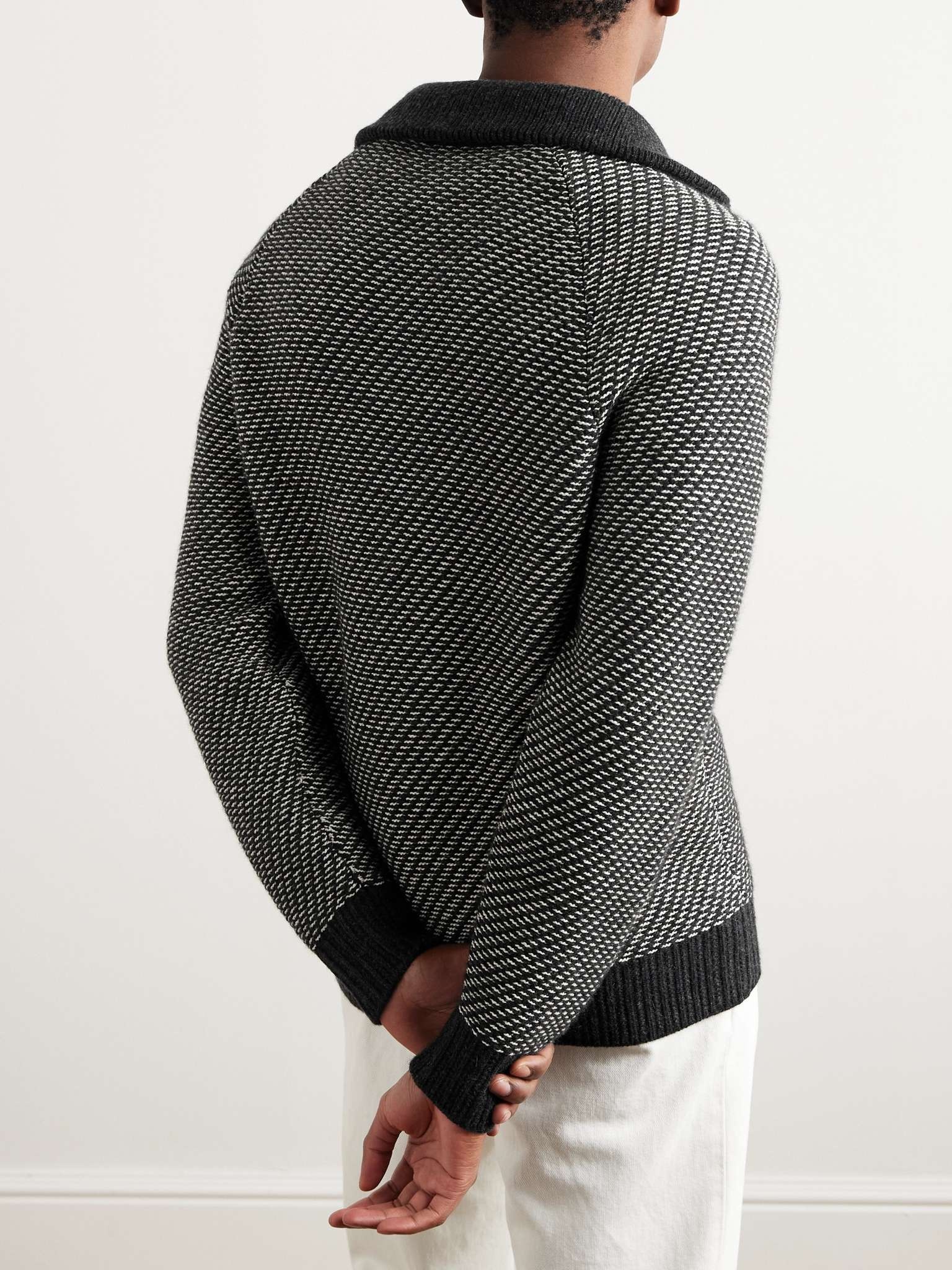 LORO PIANA Slim-Fit Ribbed Silk, Cashmere and Linen-Blend Half-Zip