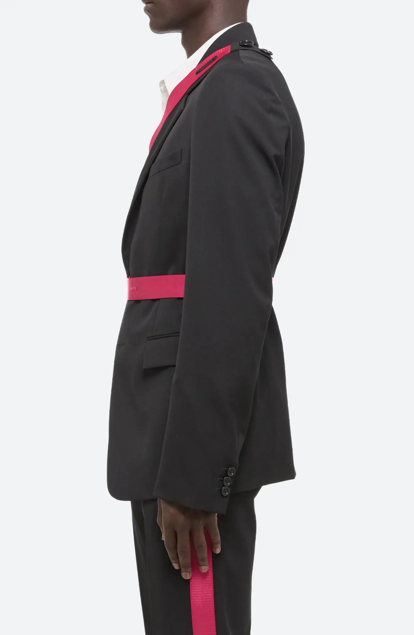 Seatbelt Virgin Wool Sport Coat in Black/Pink - 3