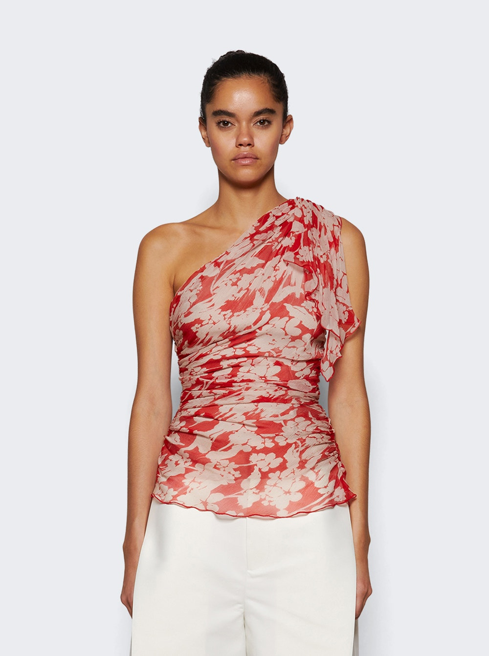 One Shoulder Draped Top Chilli And Blush - 2